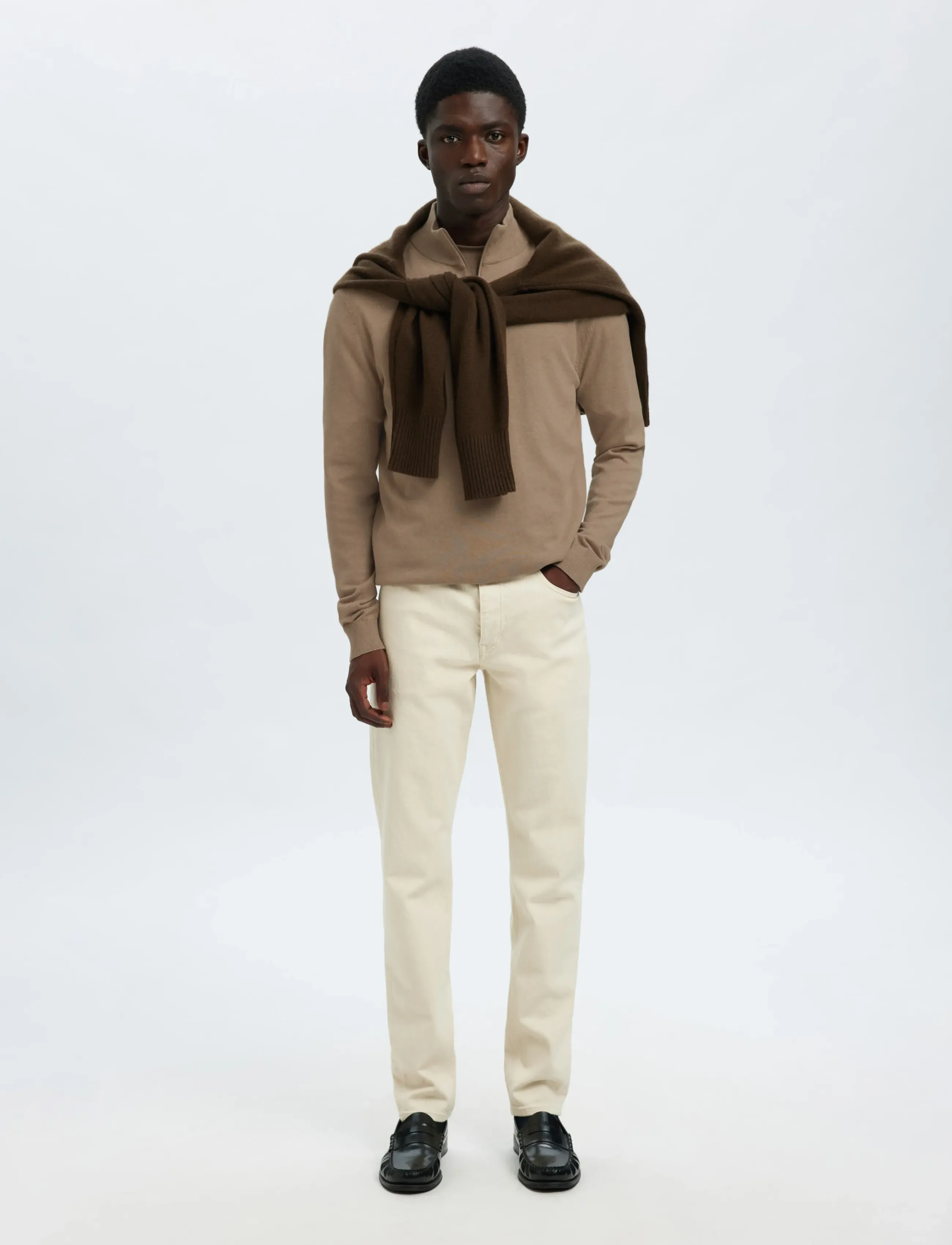 Selected - SLHBERG LS HALF ZIP NOOS - halfzip strik - savannah tan - 4