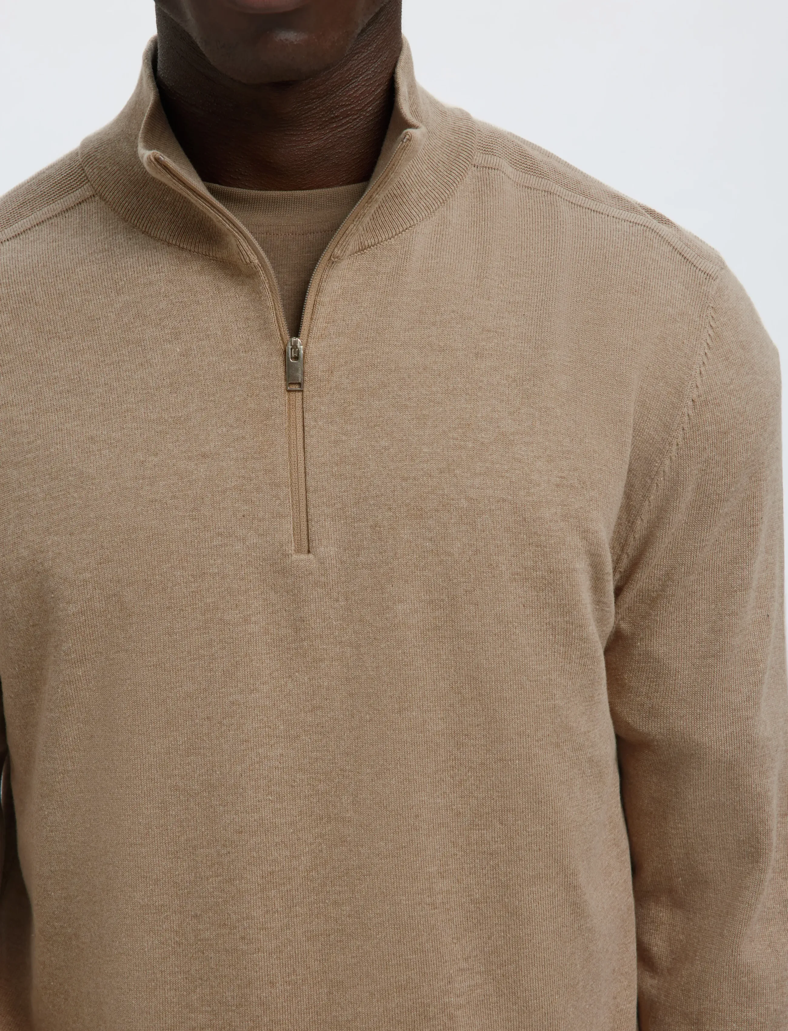 Selected - SLHBERG LS HALF ZIP NOOS - halfzip strik - savannah tan - 5