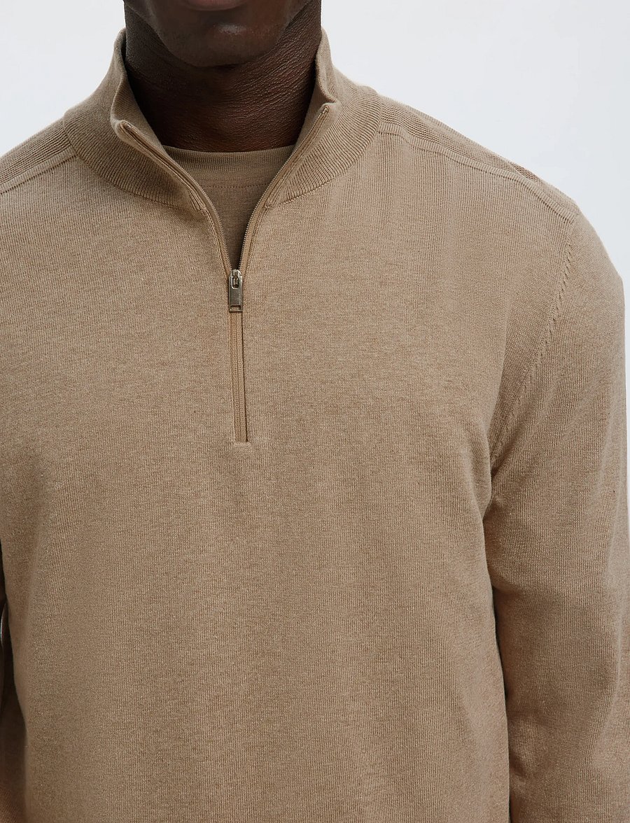 Selected - SLHBERG LS HALF ZIP NOOS - pullover mit halbem reißverschluss - savannah tan - 5