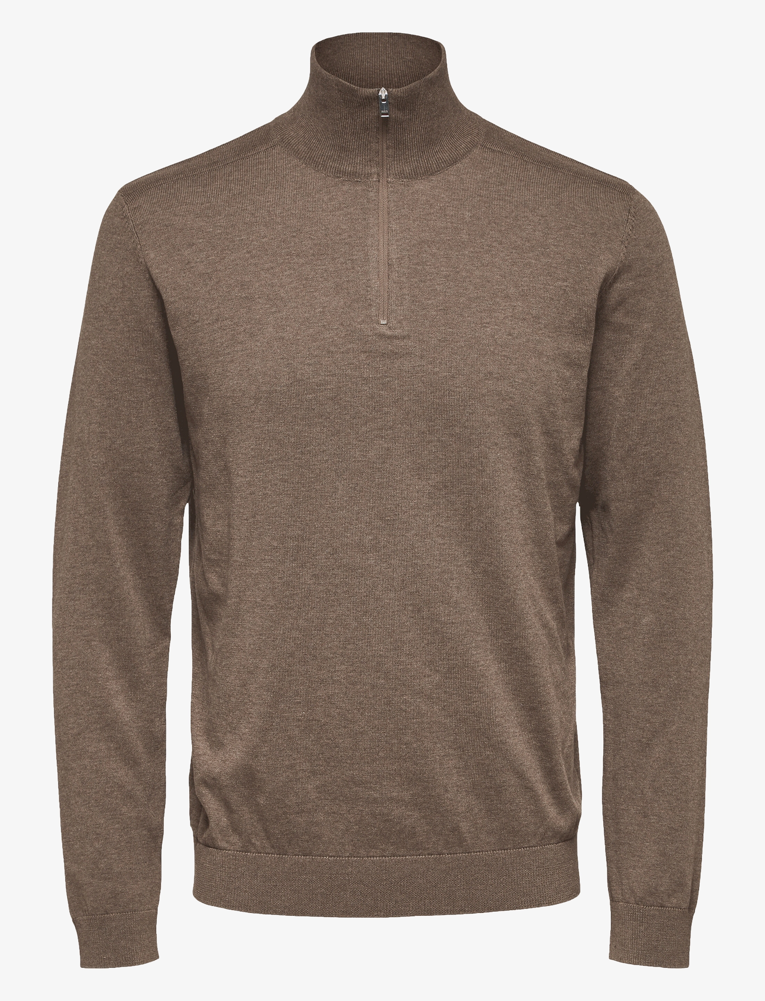 Selected SLMBERG LS HALF ZIP NOOS - Strik - TEAK / brown