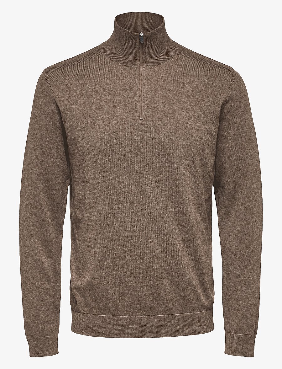 Selected - SLHBERG LS HALF ZIP NOOS - pullover mit halbem reißverschluss - teak - 1