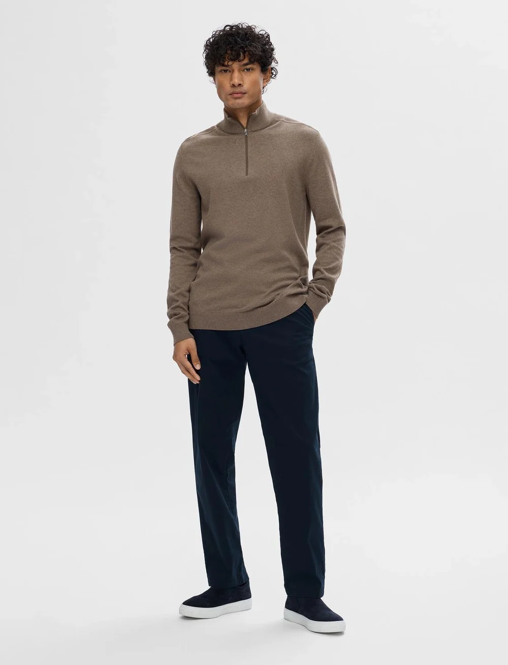 Selected - SLHBERG LS HALF ZIP NOOS - neuleet joissa puolipitkä vetoketju - teak - 4