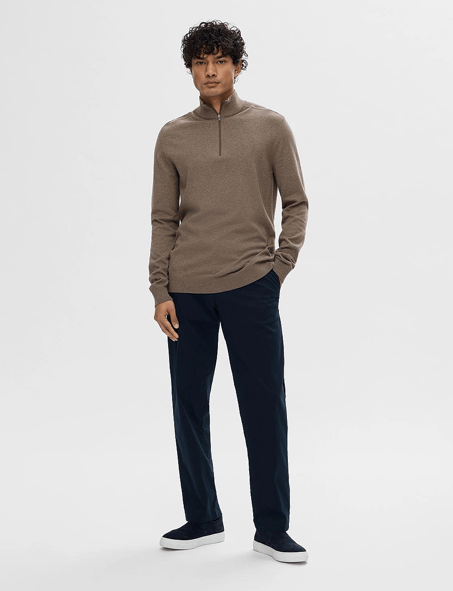 Selected - SLHBERG LS HALF ZIP NOOS - pullover mit halbem reißverschluss - teak - 4