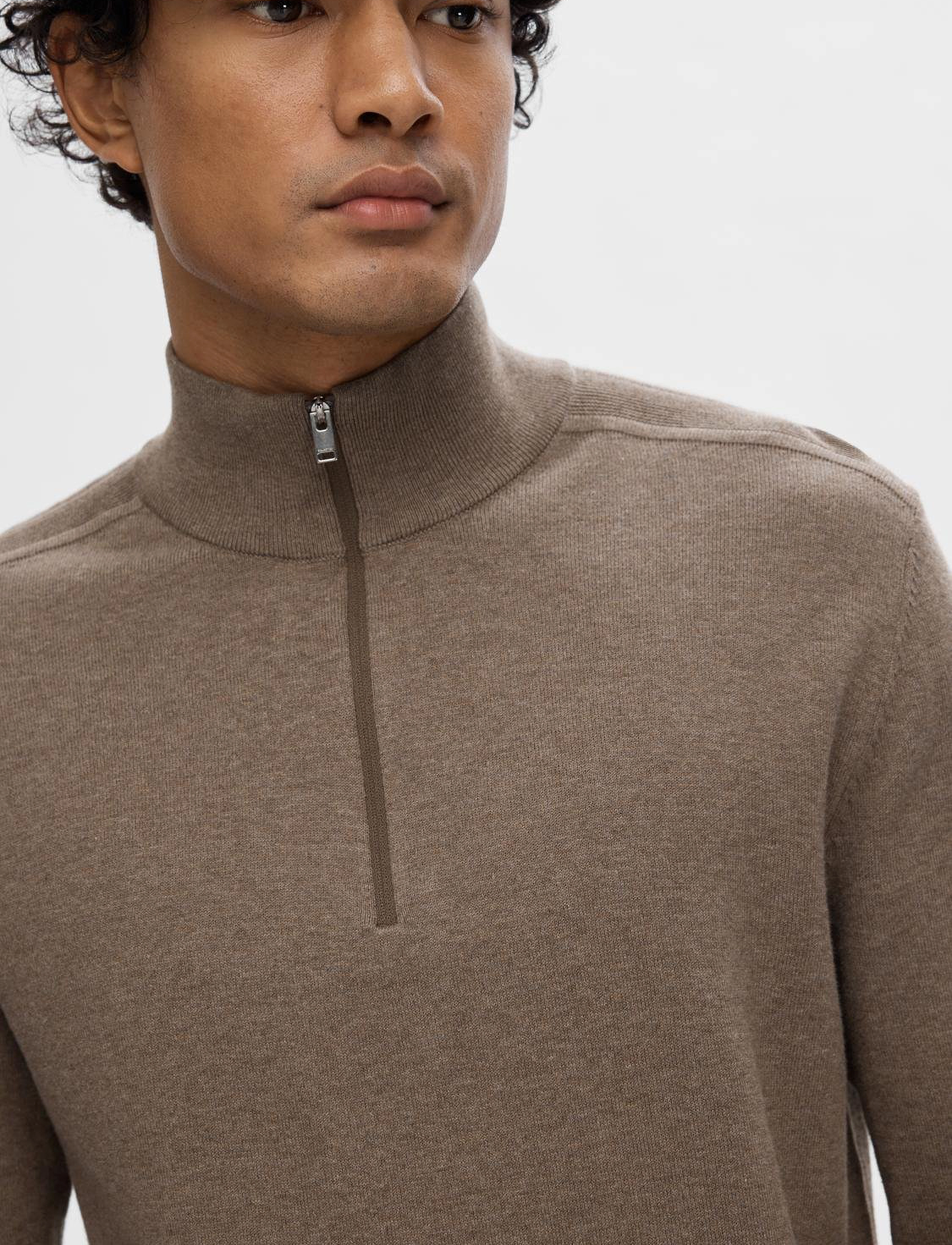 Selected - SLHBERG LS HALF ZIP NOOS - pullover mit halbem reißverschluss - teak - 5