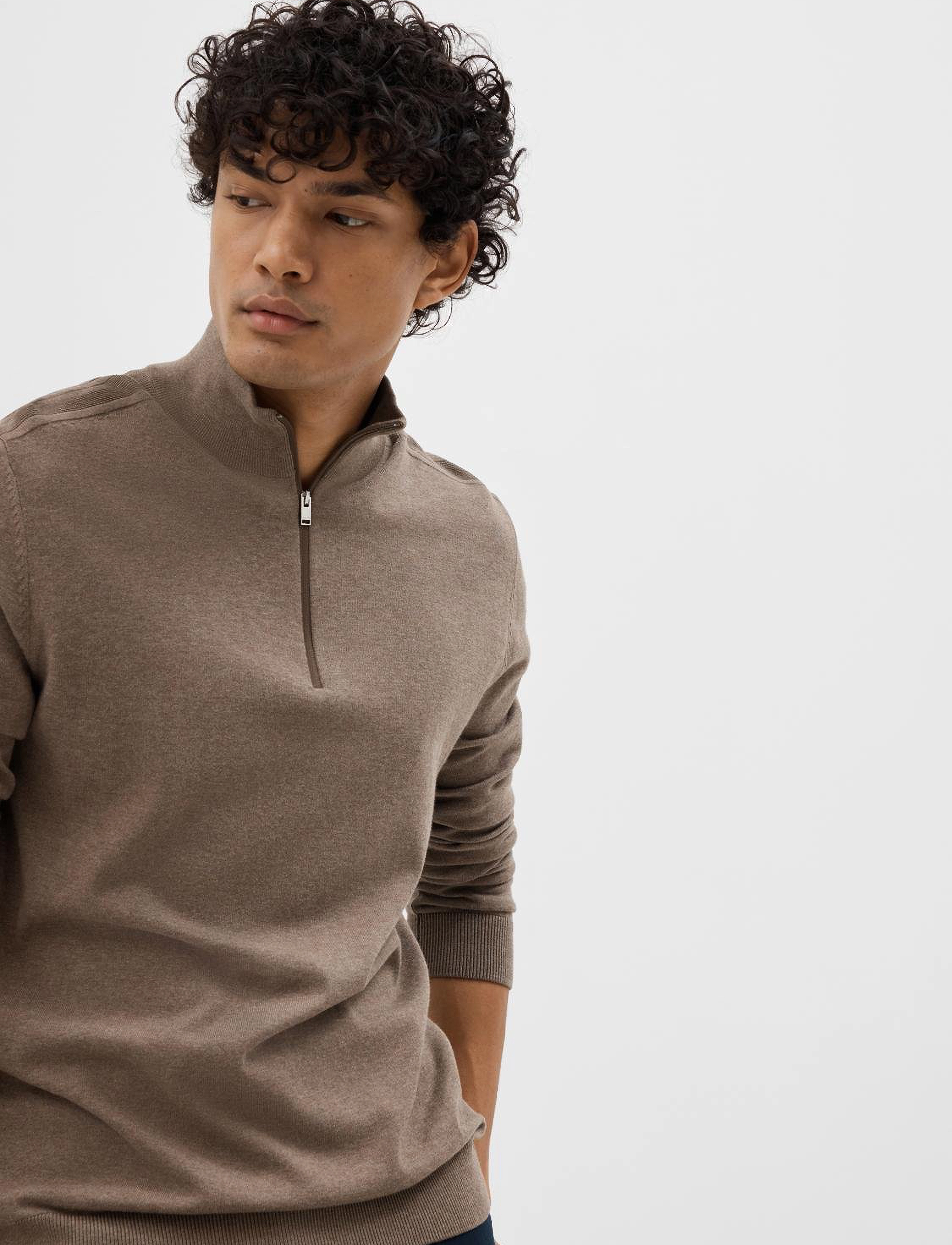 SELECTED Sweaters Berg Half Zip Cardigan Teak herr – bild 7