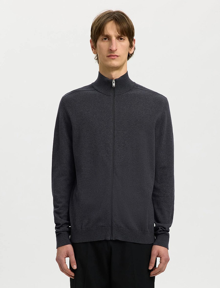 Selected - SLMBERG FULL ZIP CARDIGAN NOOS - fullzip strik - antracit - 0