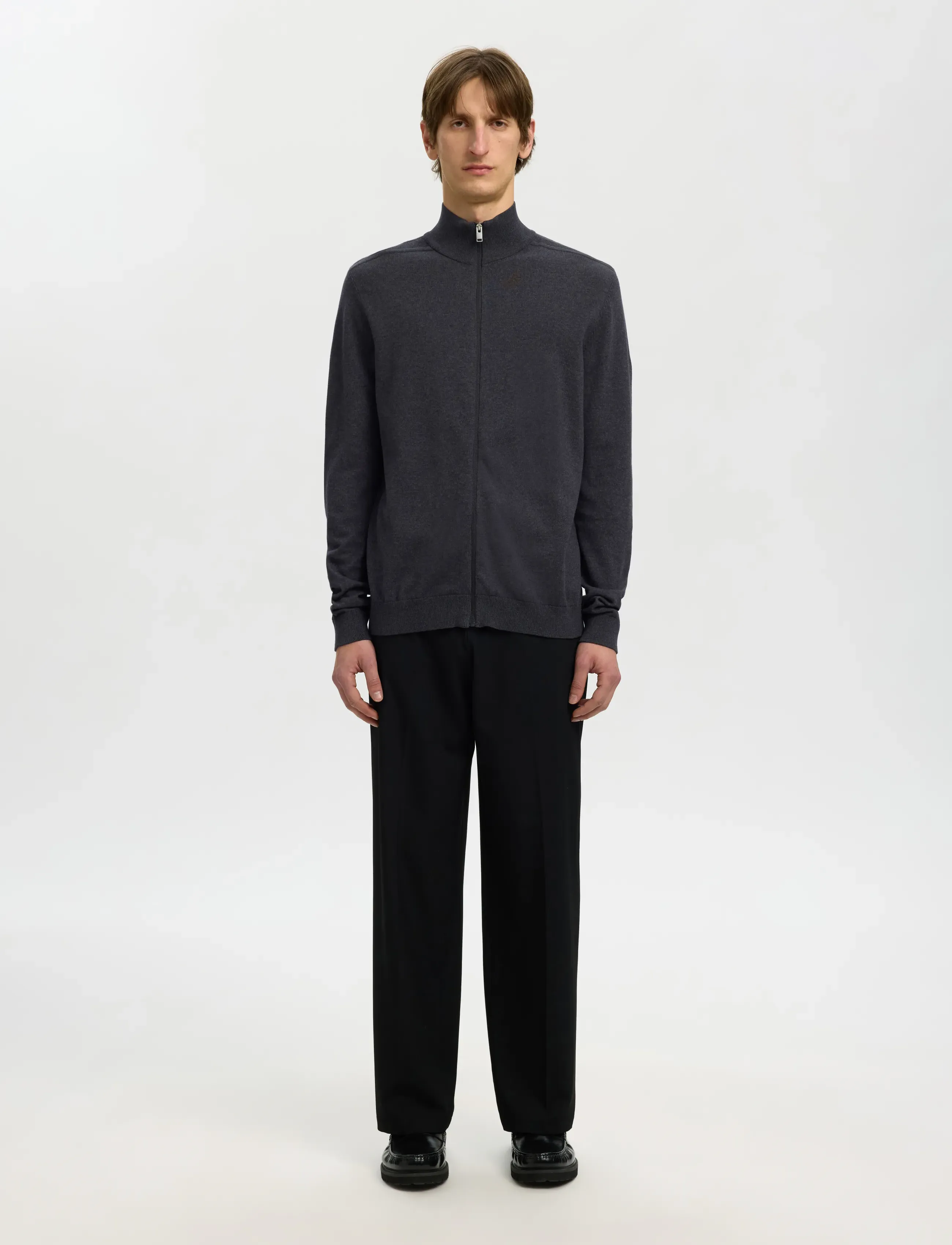 Selected - SLMBERG FULL ZIP CARDIGAN NOOS - fullzip strik - antracit - 3