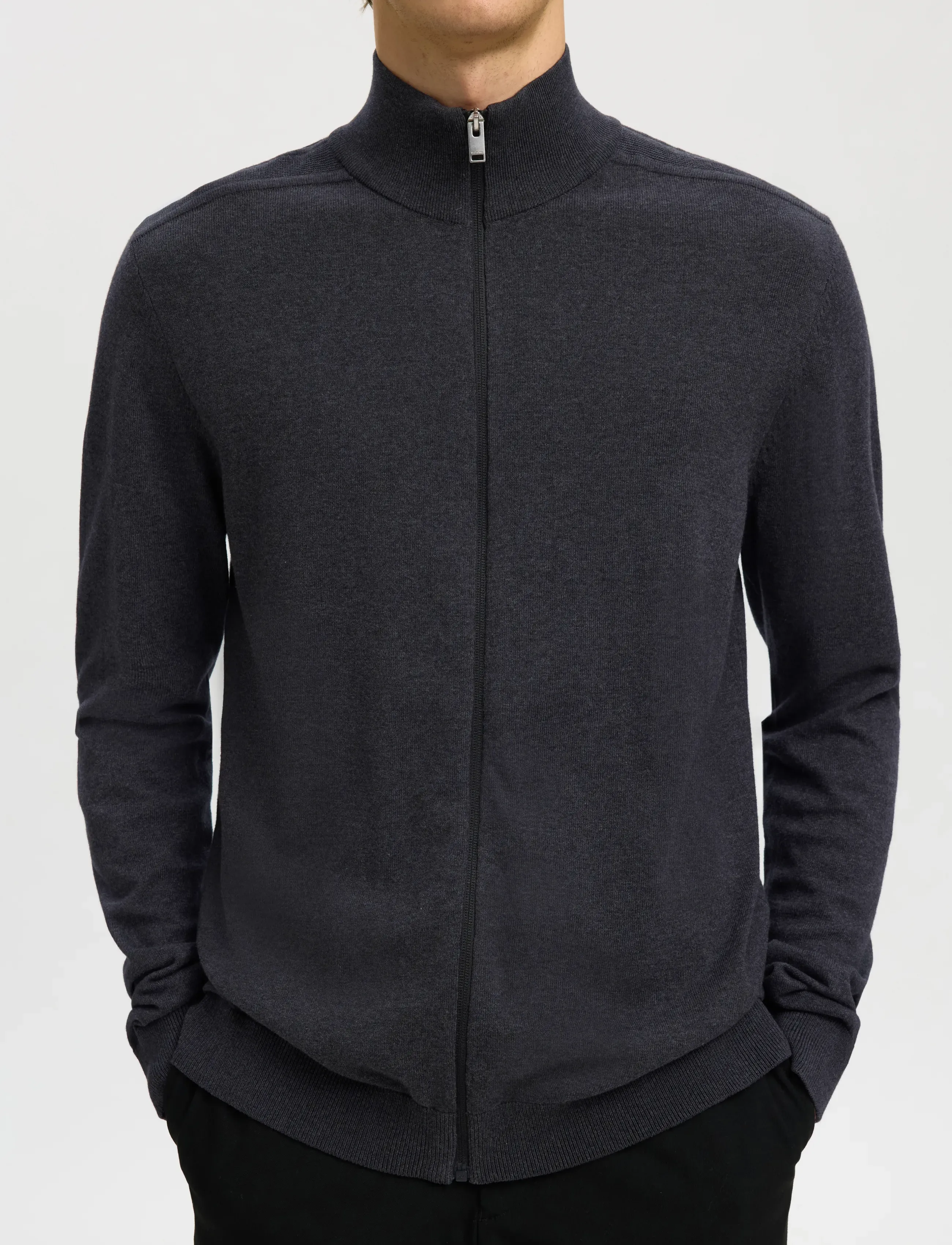 Selected - SLMBERG FULL ZIP CARDIGAN NOOS - fullzip strik - antracit - 4