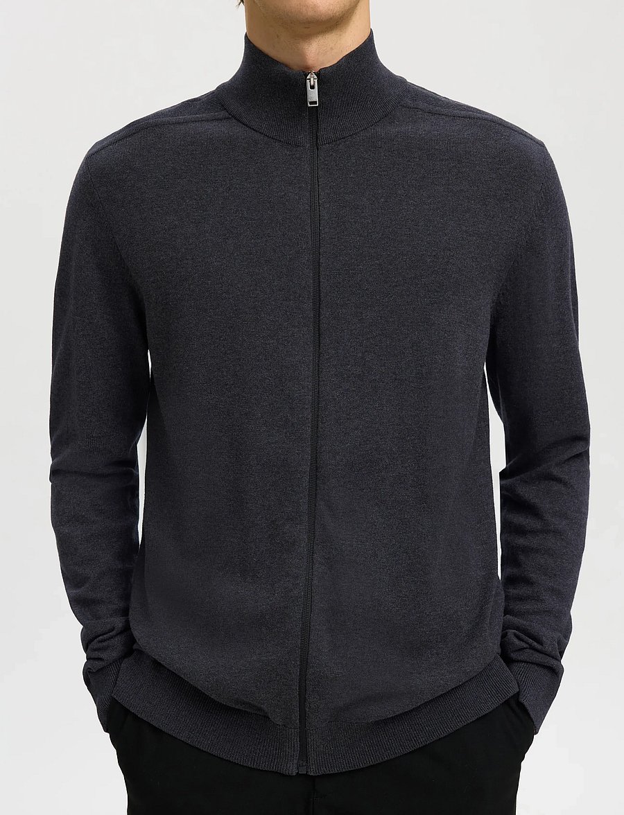 Selected - SLMBERG FULL ZIP CARDIGAN NOOS - fullzip strik - antracit - 4