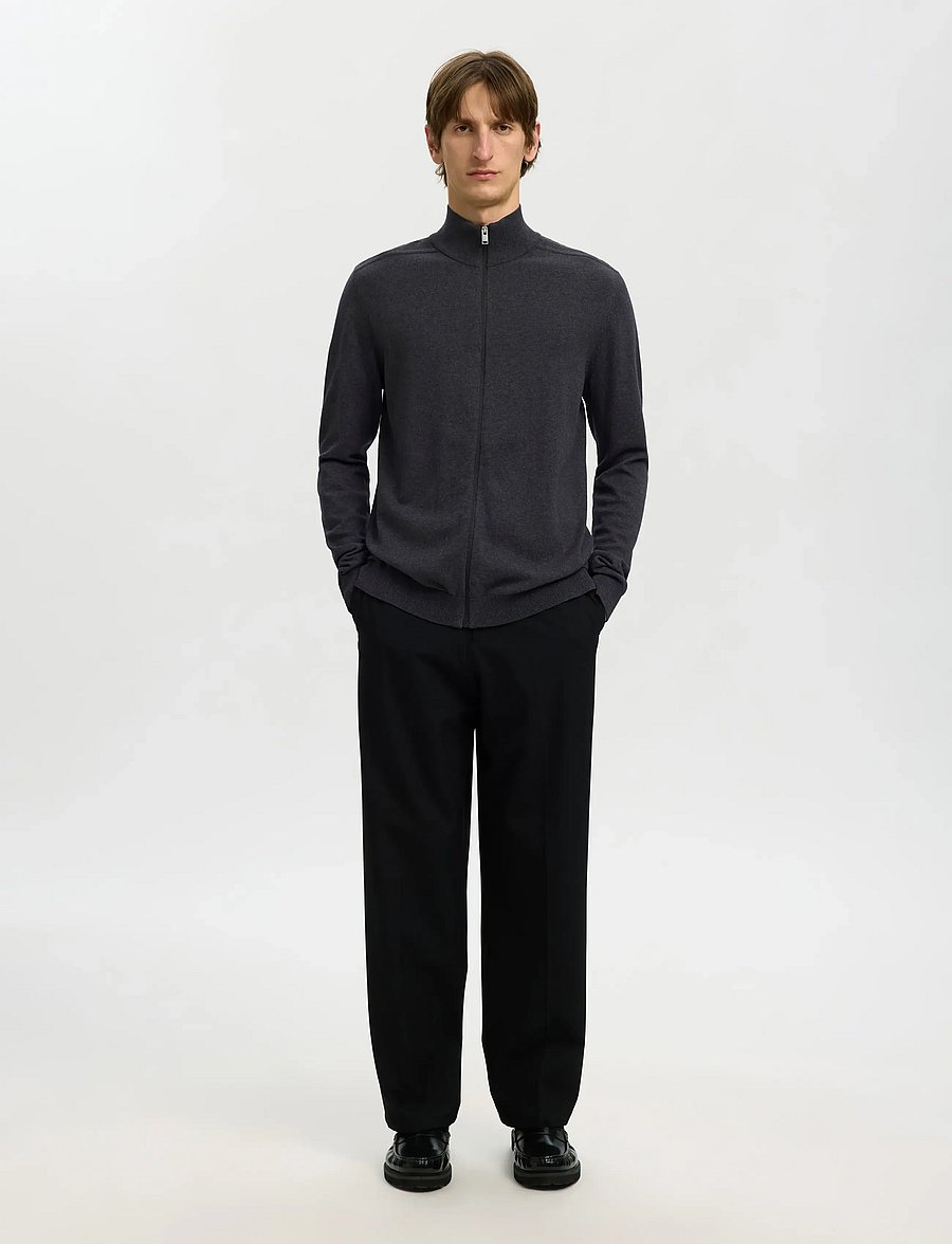 Selected - SLMBERG FULL ZIP CARDIGAN NOOS - fullzip strik - antracit - 5