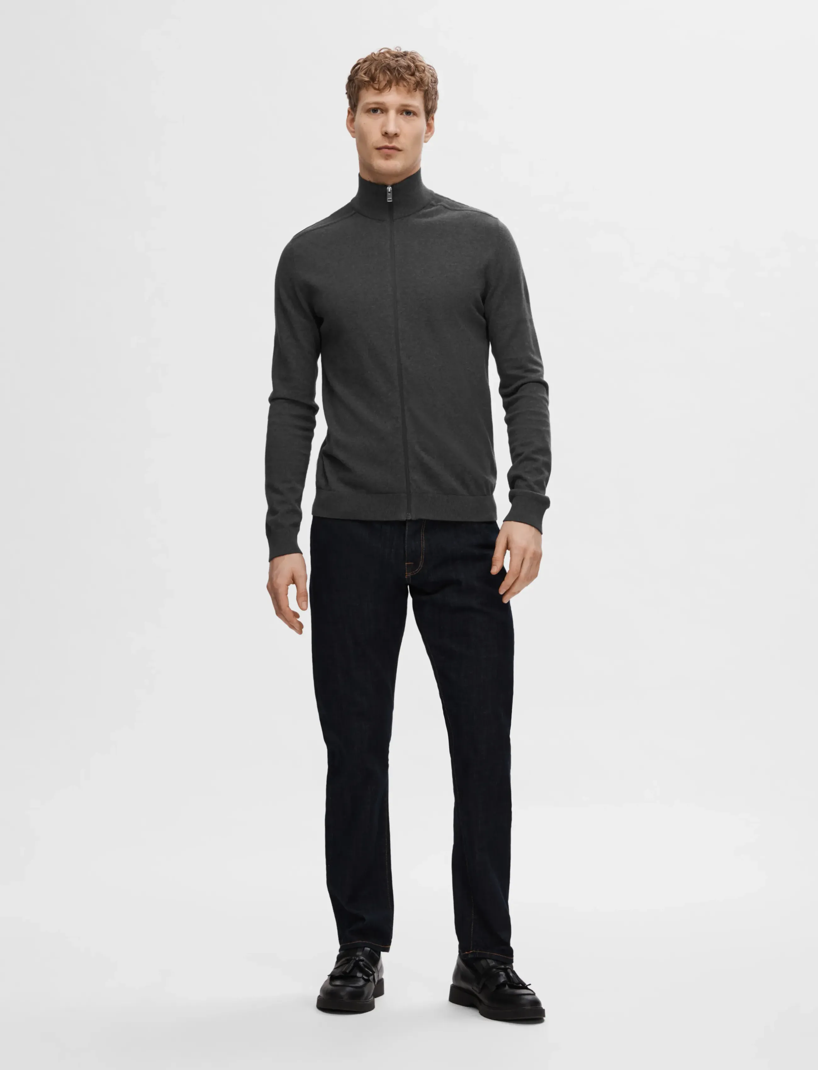 Selected - SLMBERG FULL ZIP CARDIGAN NOOS - pullover mit durchgehendem reißverschluss - antracit - 5
