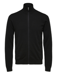 Selected Homme - SLHBERG FULL ZIP CARDIGAN NOOS - swetry rozpinane na zamek - black - 1