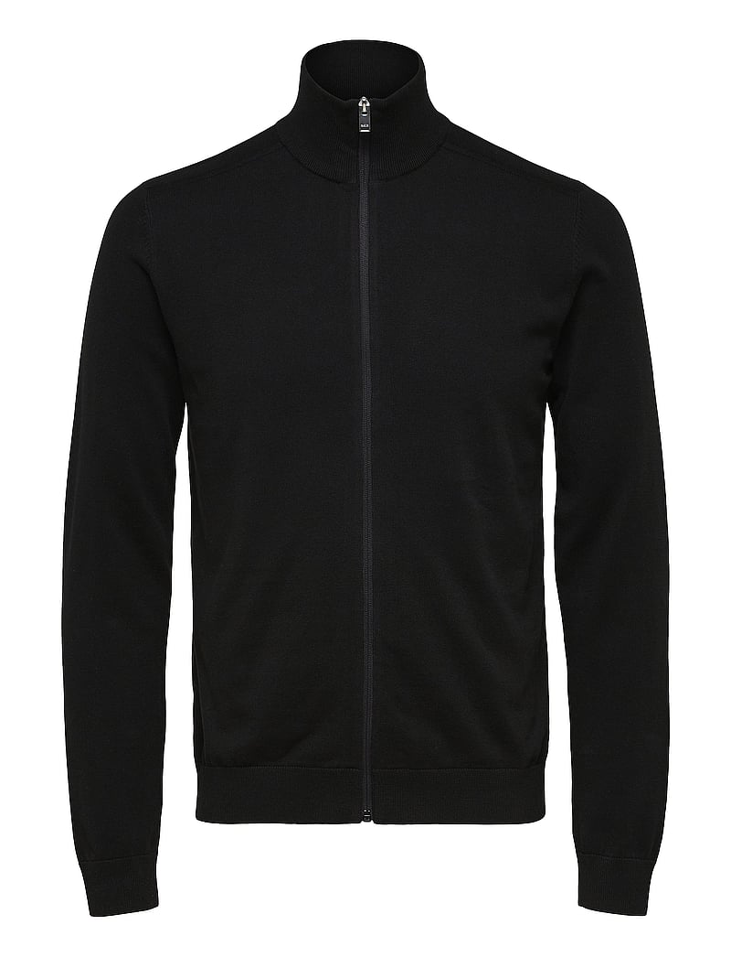 Selected - SLHBERG FULL ZIP CARDIGAN NOOS - full zip tröjor - black - 1