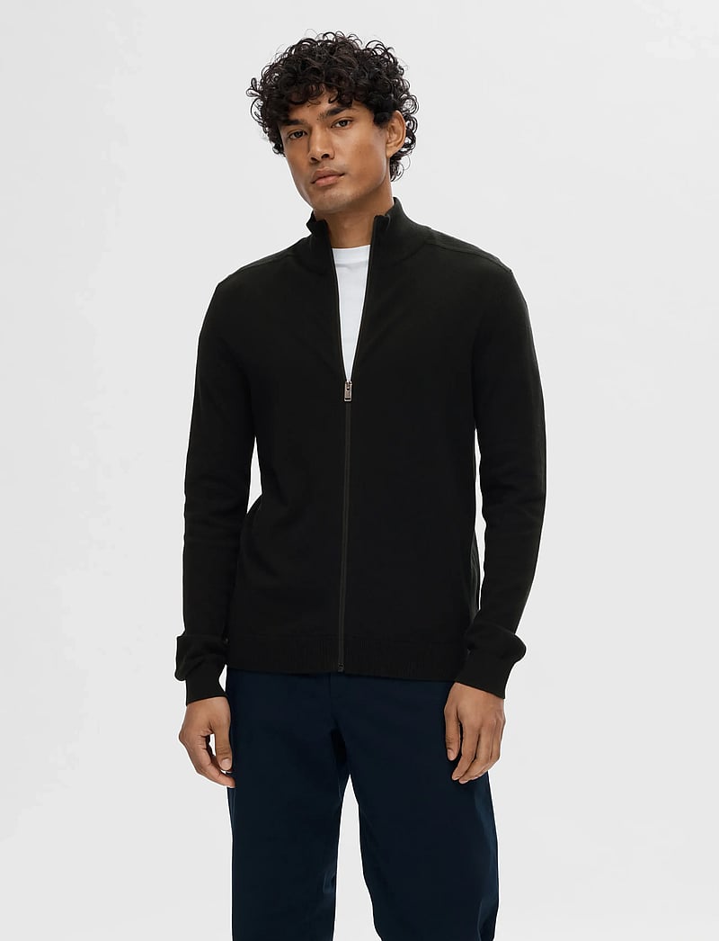 Selected - SLHBERG FULL ZIP CARDIGAN NOOS - full zip tröjor - black - 0