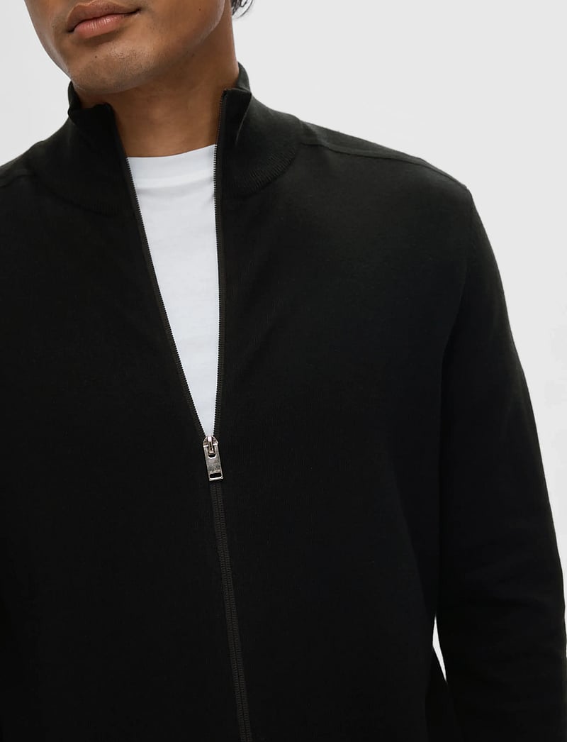 Selected - SLHBERG FULL ZIP CARDIGAN NOOS - full zip tröjor - black - 5