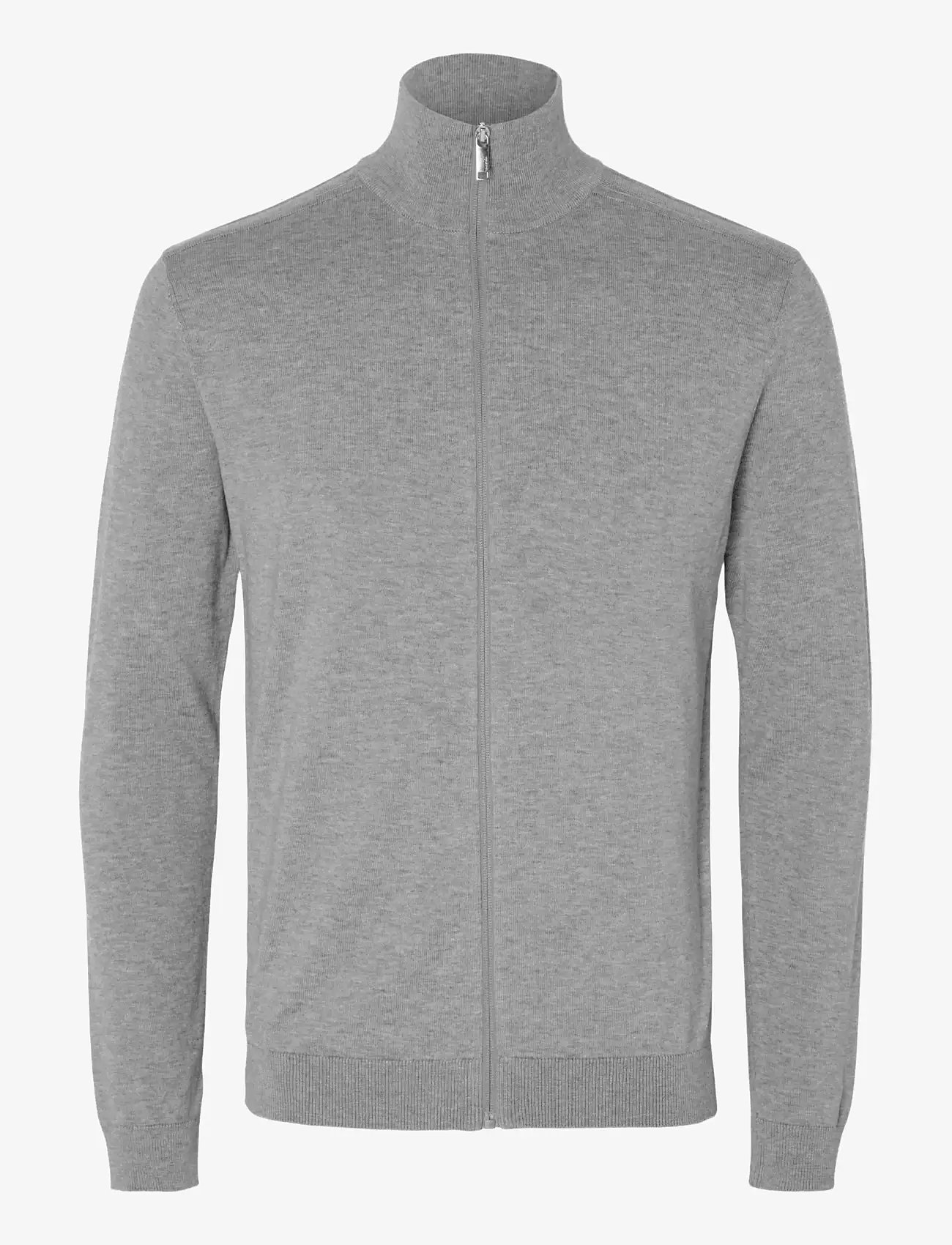 Selected - SLMBERG FULL ZIP CARDIGAN NOOS - full zip tröjor - medium grey melange - 1