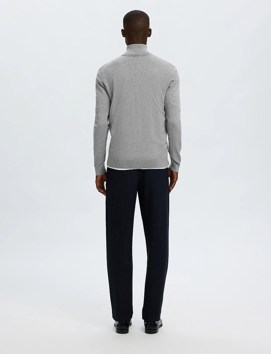 Selected - SLMBERG FULL ZIP CARDIGAN NOOS - pullover mit durchgehendem reißverschluss - medium grey melange - 3