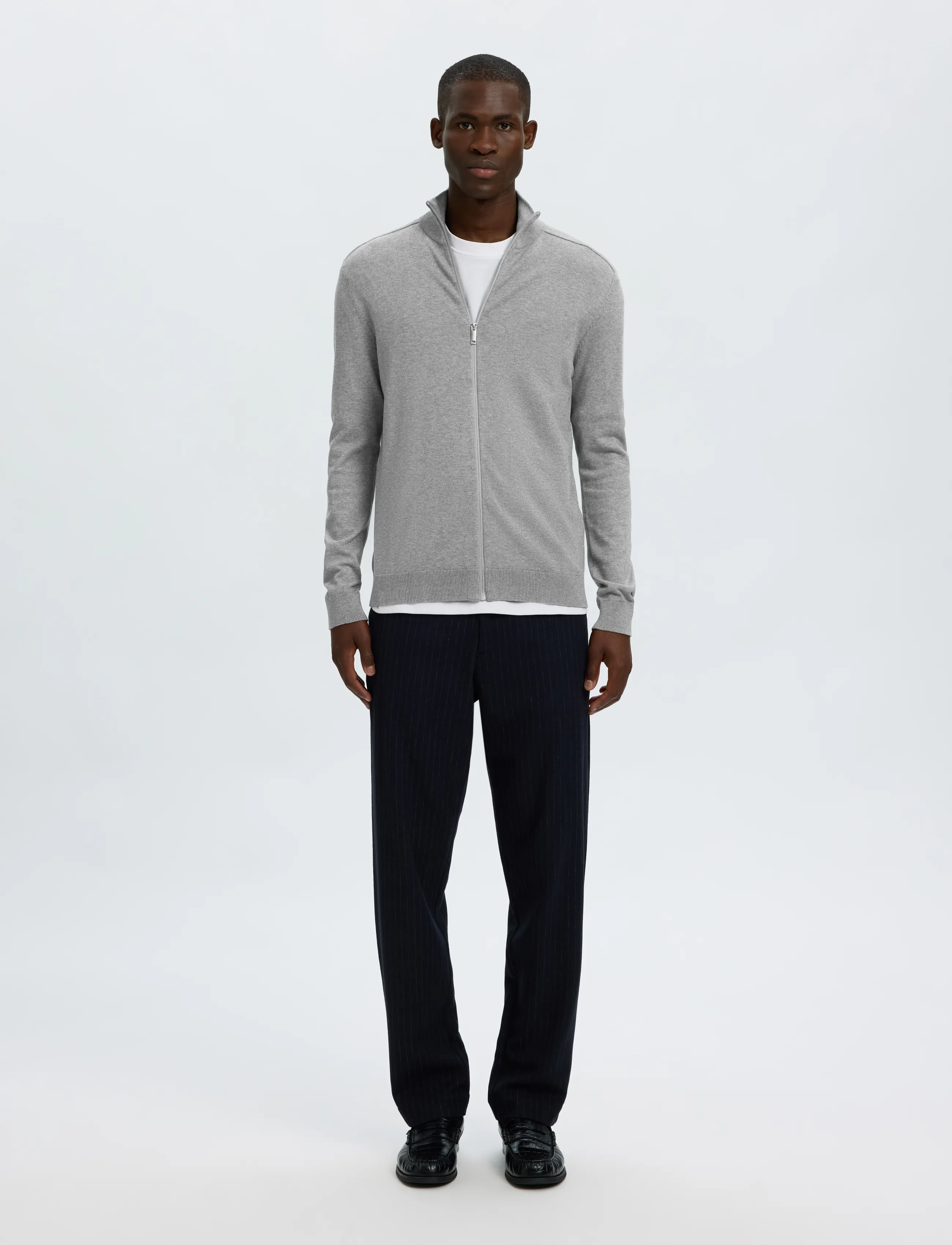 Selected - SLMBERG FULL ZIP CARDIGAN NOOS - pullover mit durchgehendem reißverschluss - medium grey melange - 4