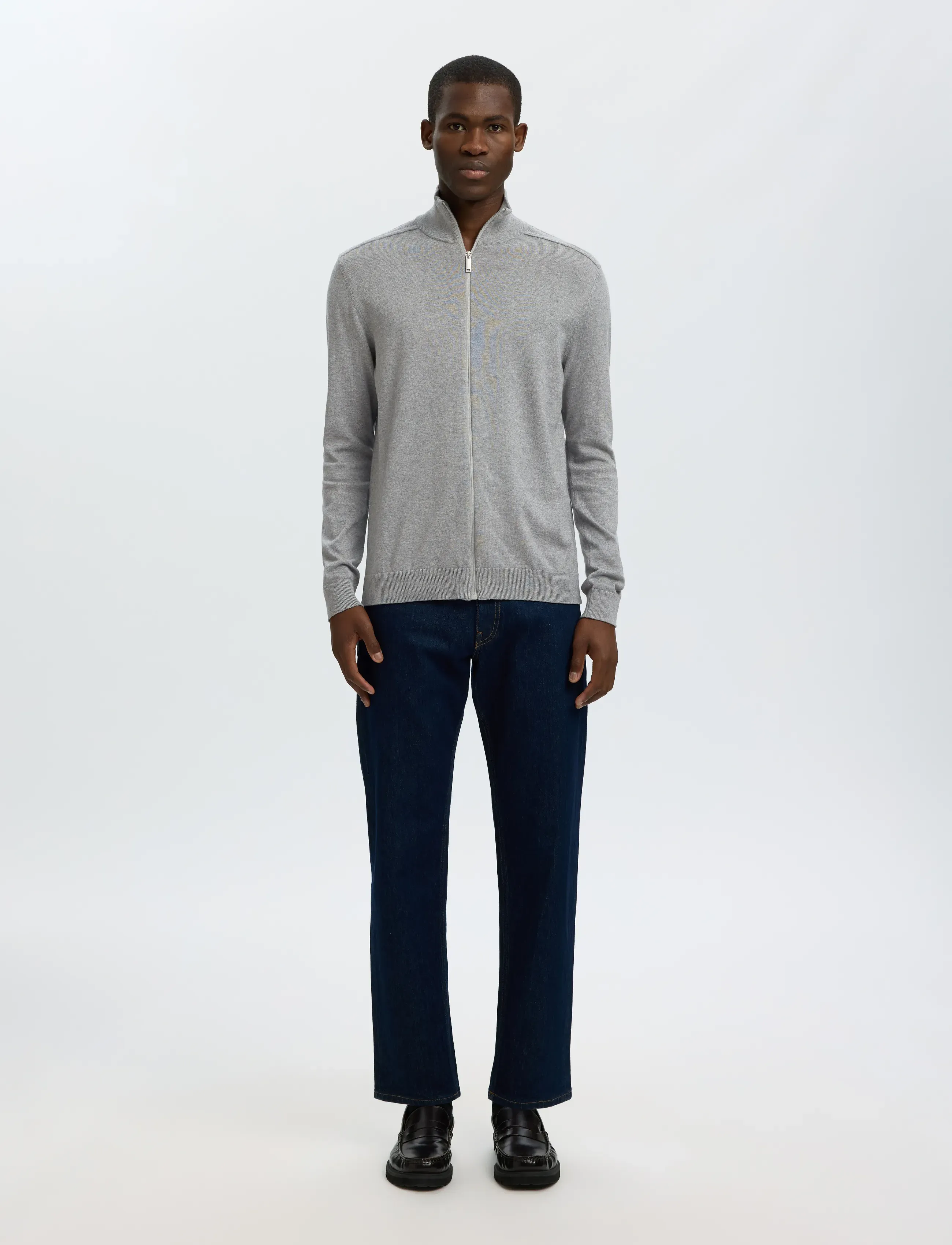 Selected - SLMBERG FULL ZIP CARDIGAN NOOS - renndar peysur - medium grey melange - 4