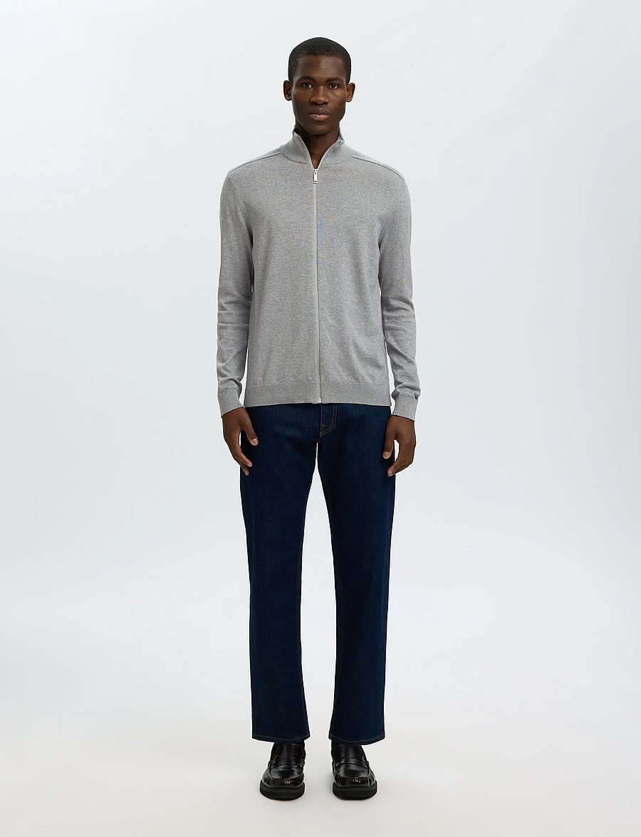 Selected - SLMBERG FULL ZIP CARDIGAN NOOS - pulls zippés - medium grey melange - 4