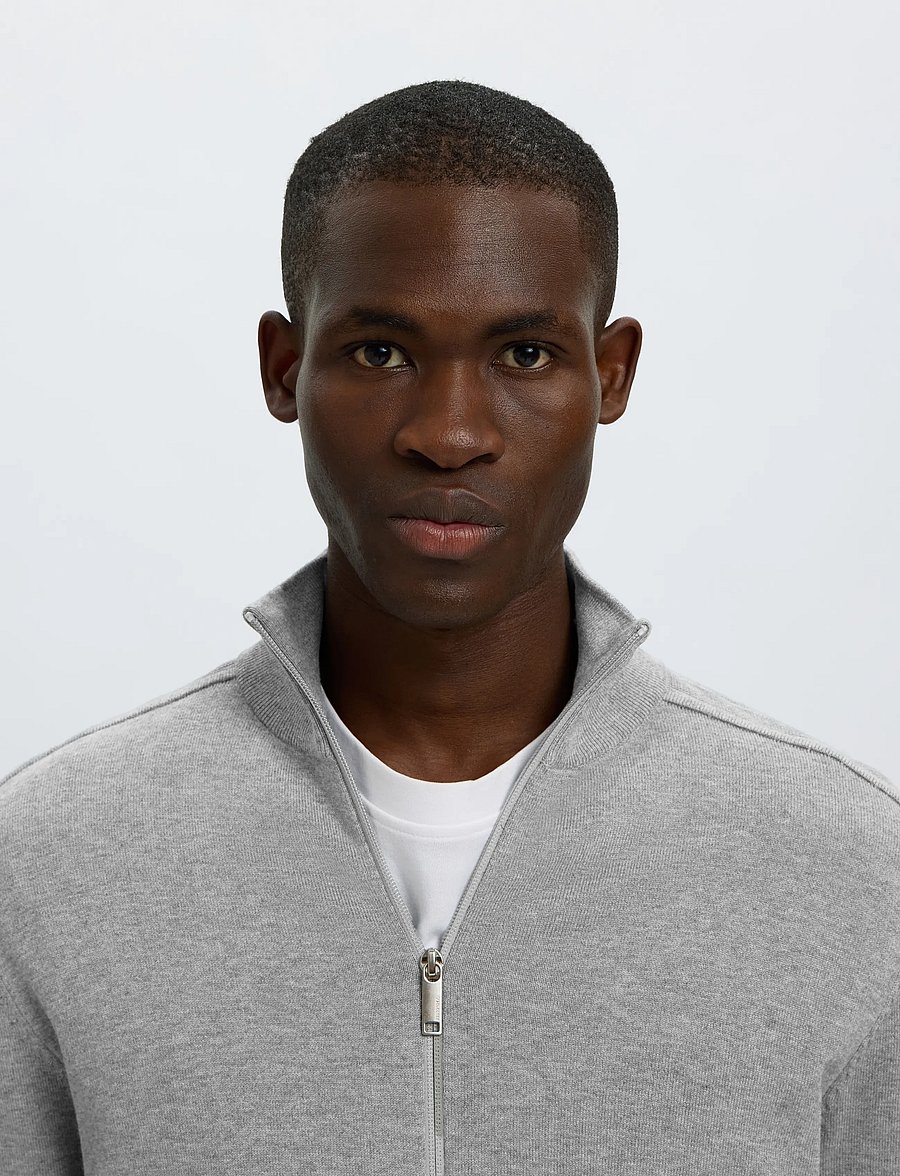 Selected - SLMBERG FULL ZIP CARDIGAN NOOS - pullover mit durchgehendem reißverschluss - medium grey melange - 5