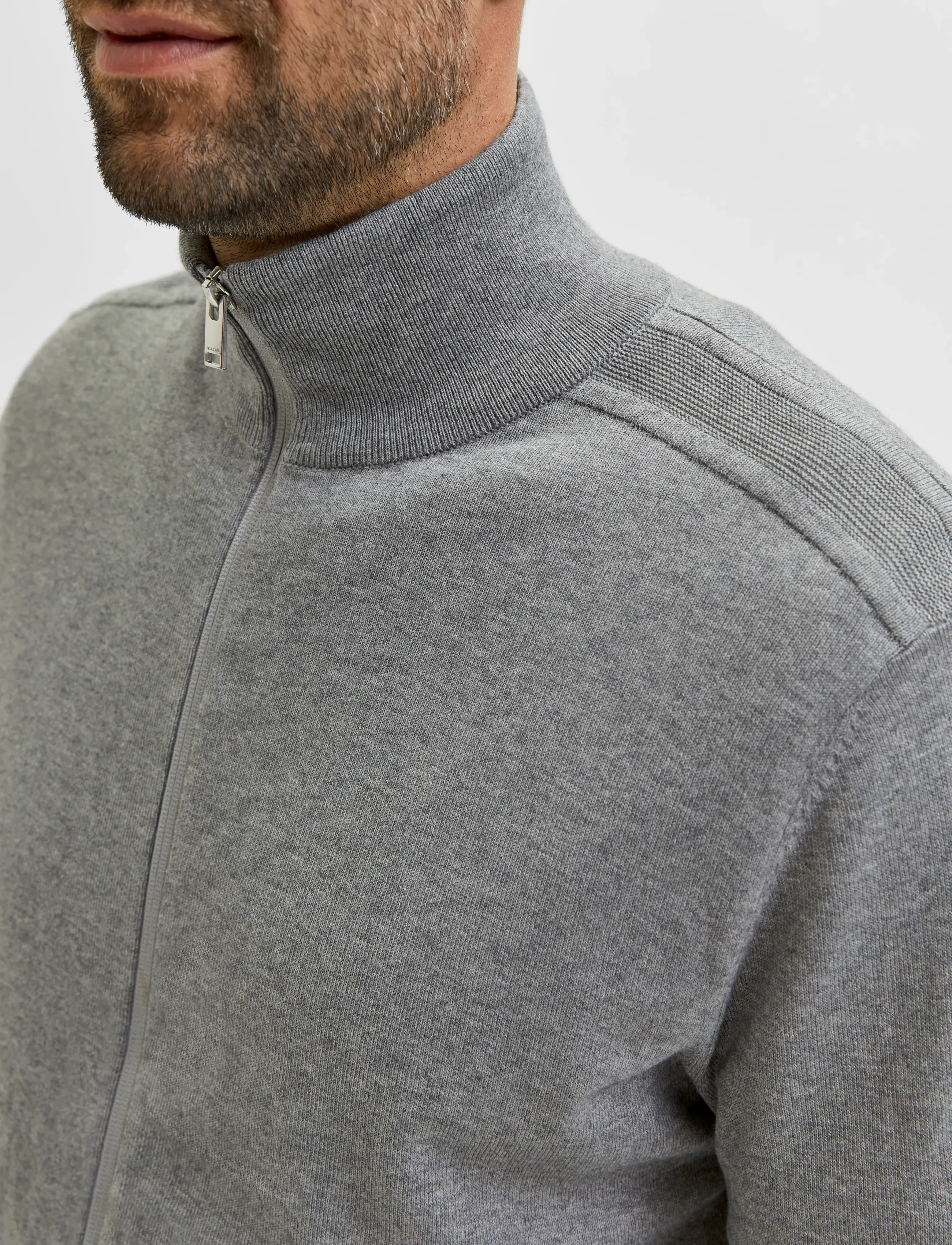 Selected - SLMBERG FULL ZIP CARDIGAN NOOS - renndar peysur - medium grey melange - 5