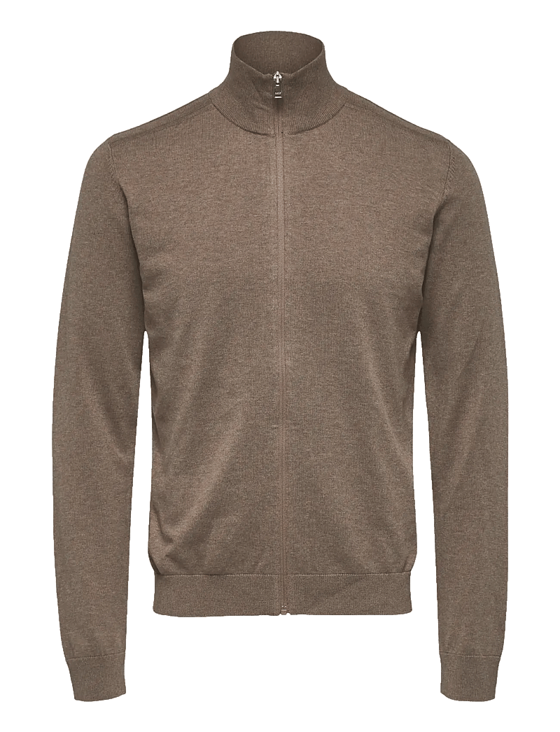 Selected - SLMBERG FULL ZIP CARDIGAN NOOS - full zip tröjor - teak - 1