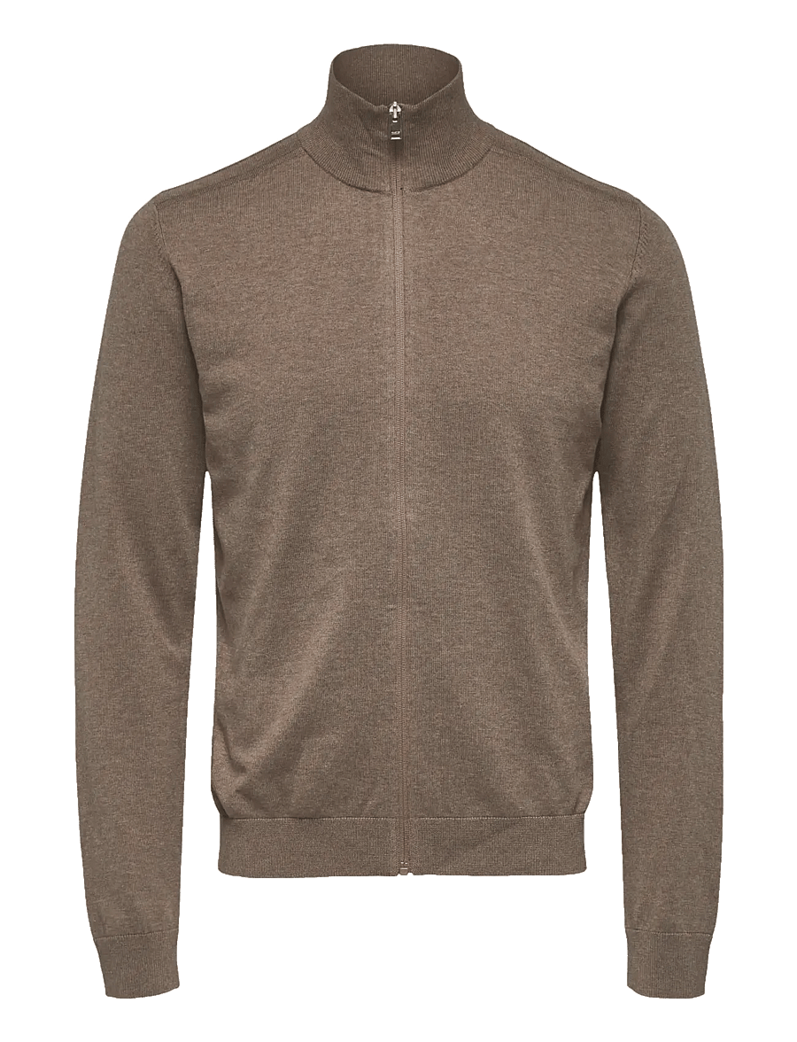 Selected - SLMBERG FULL ZIP CARDIGAN NOOS - pulls zippés - teak - 1