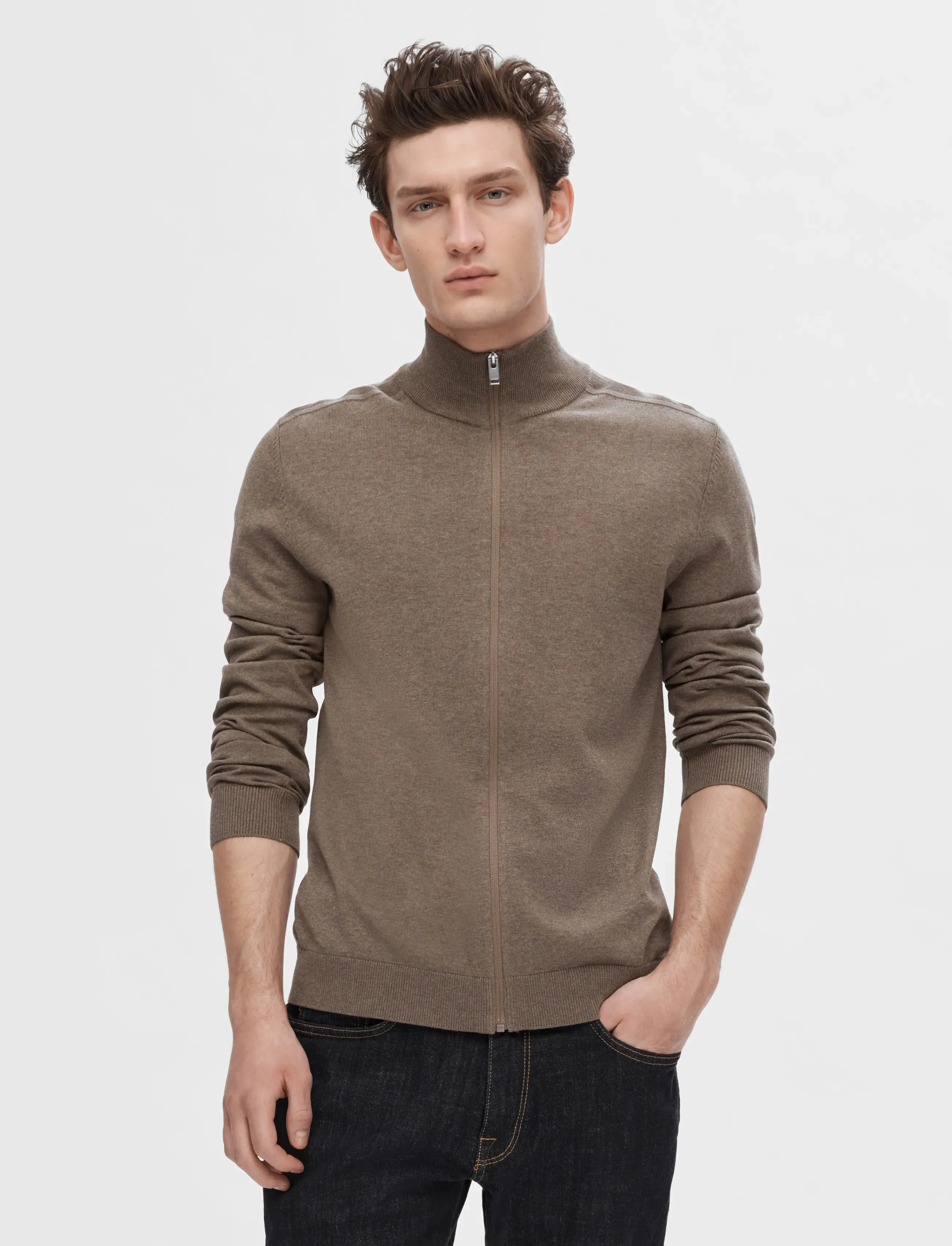 Selected SLHBERG FULL ZIP CARDIGAN NOOS - Kollektionen - TEAK / khaki/green