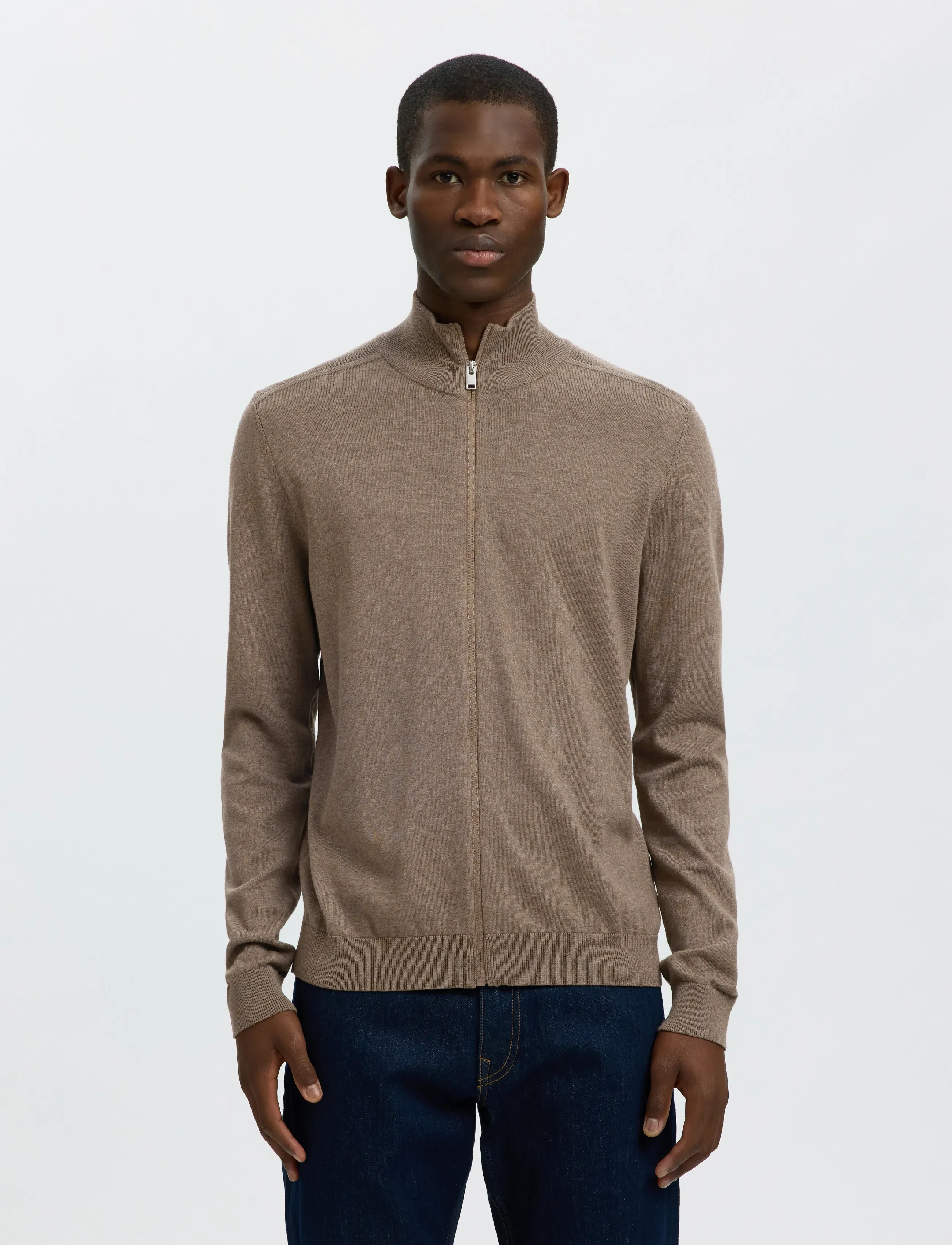 Selected SLMBERG FULL ZIP CARDIGAN NOOS - Kollektionen - TEAK / khaki/green