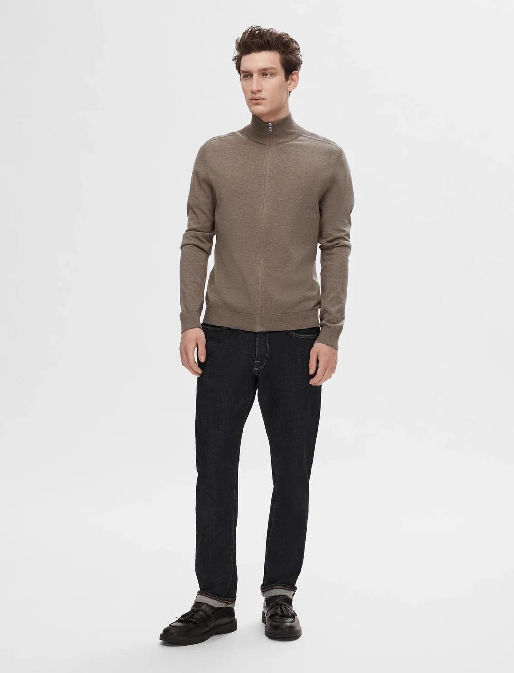 Selected - SLHBERG FULL ZIP CARDIGAN NOOS - full zip tröjor - teak - 5