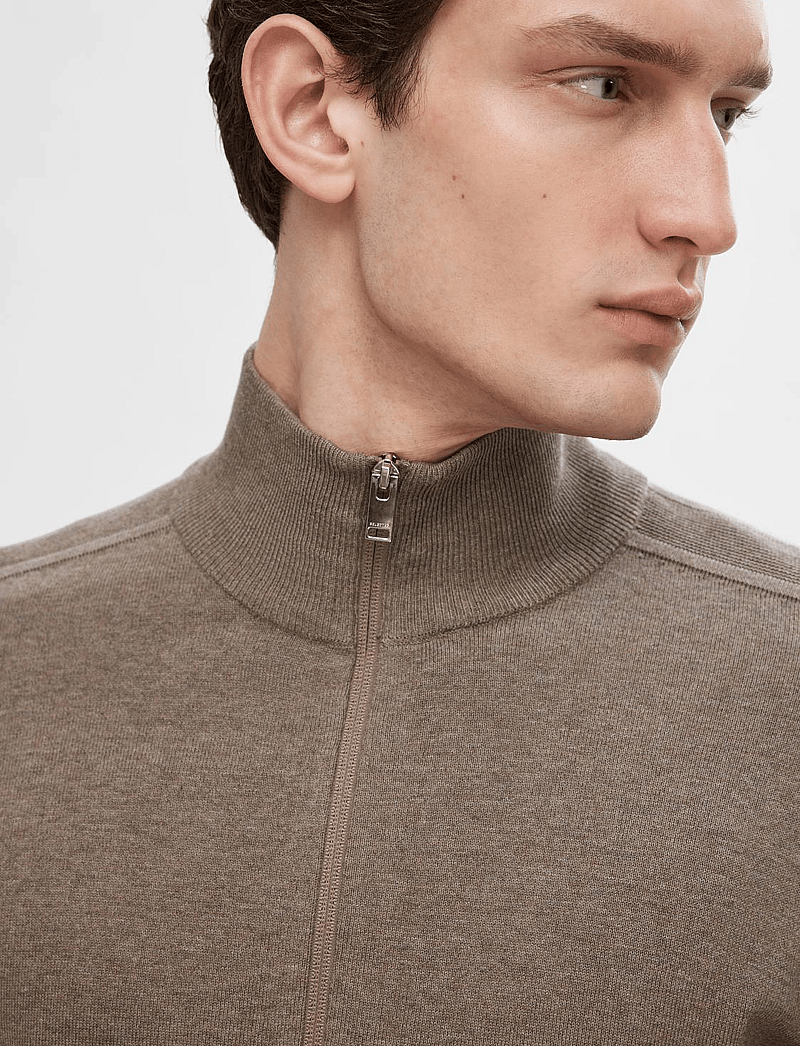 Selected - SLMBERG FULL ZIP CARDIGAN NOOS - full zip tröjor - teak - 4