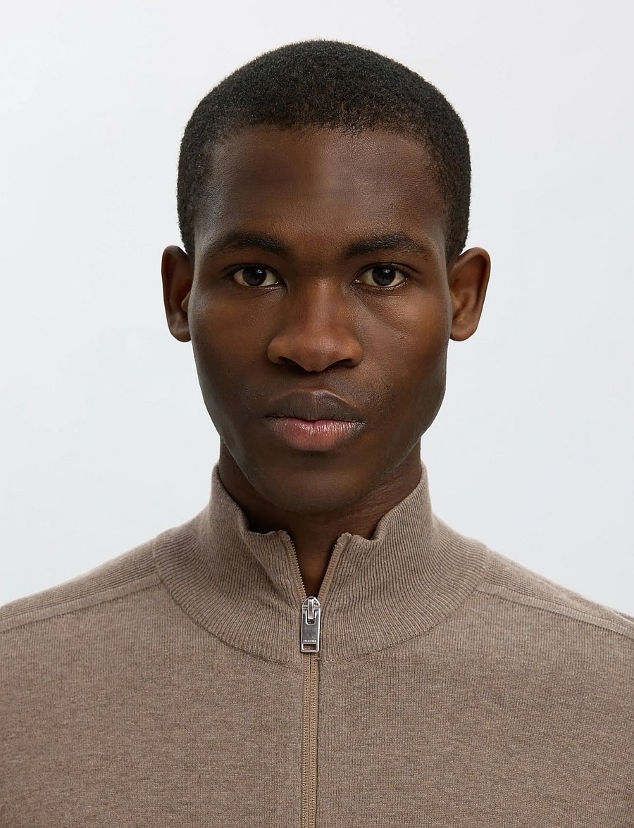 Selected - SLMBERG FULL ZIP CARDIGAN NOOS - pulls zippés - teak - 4