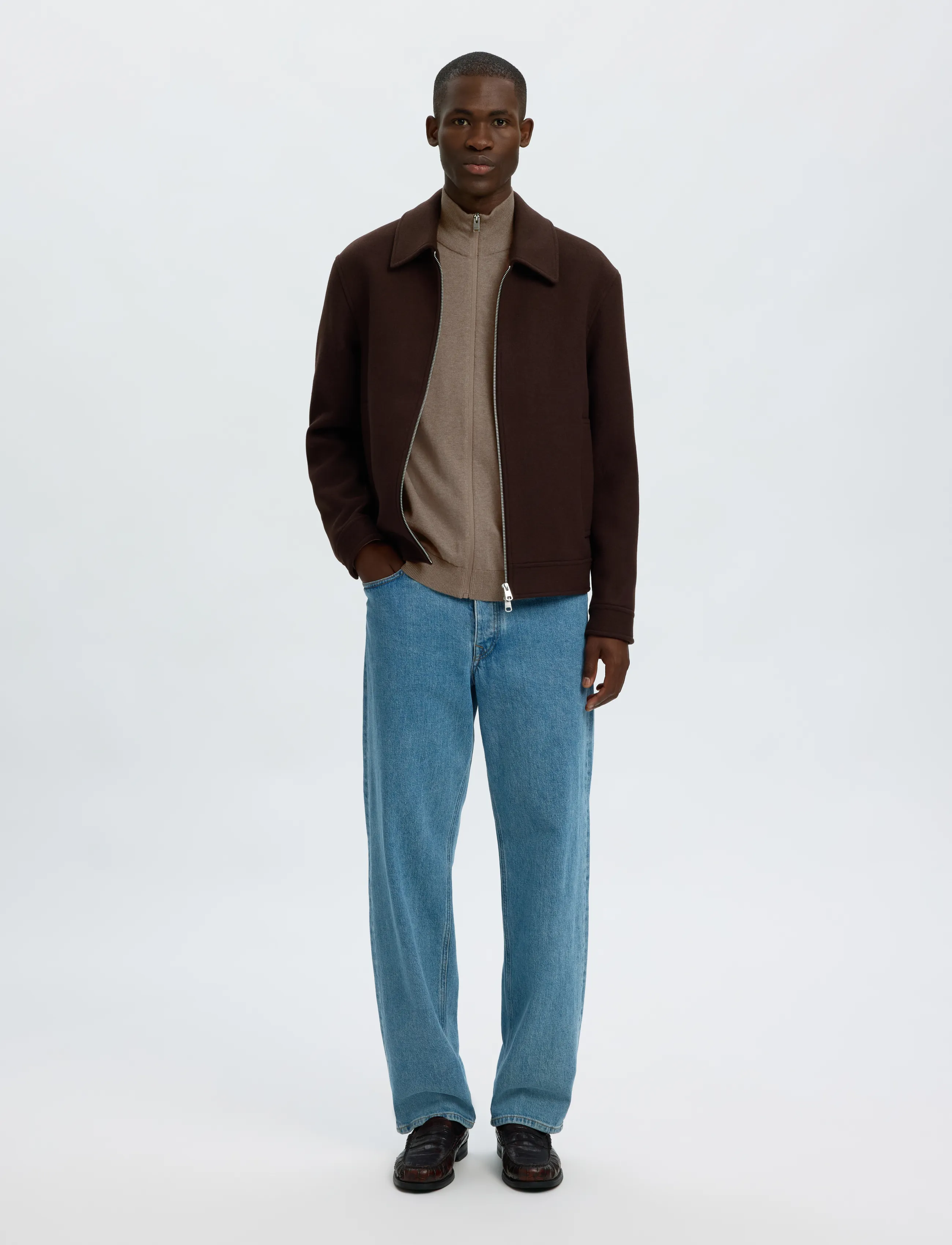 Selected - SLMBERG FULL ZIP CARDIGAN NOOS - pullover mit durchgehendem reißverschluss - teak - 5