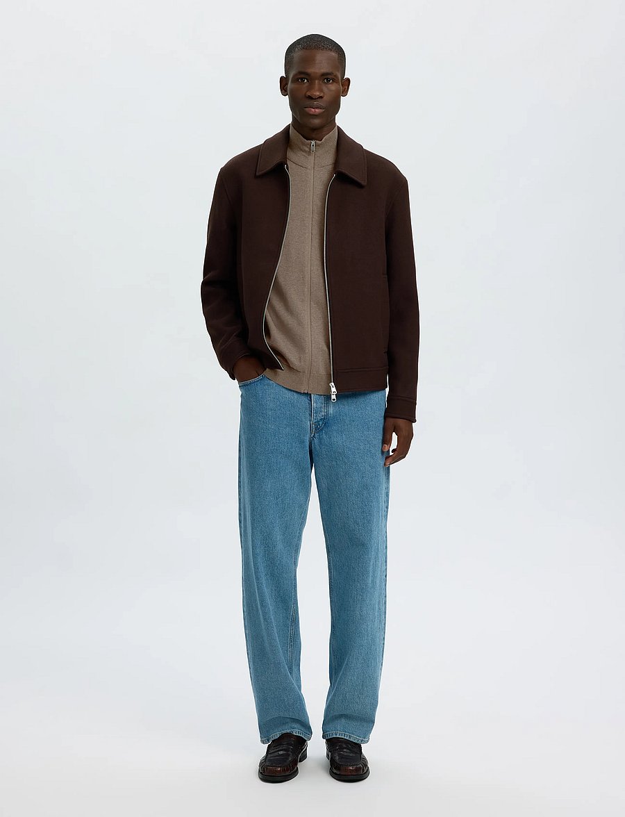 Selected - SLMBERG FULL ZIP CARDIGAN NOOS - pullover mit durchgehendem reißverschluss - teak - 5