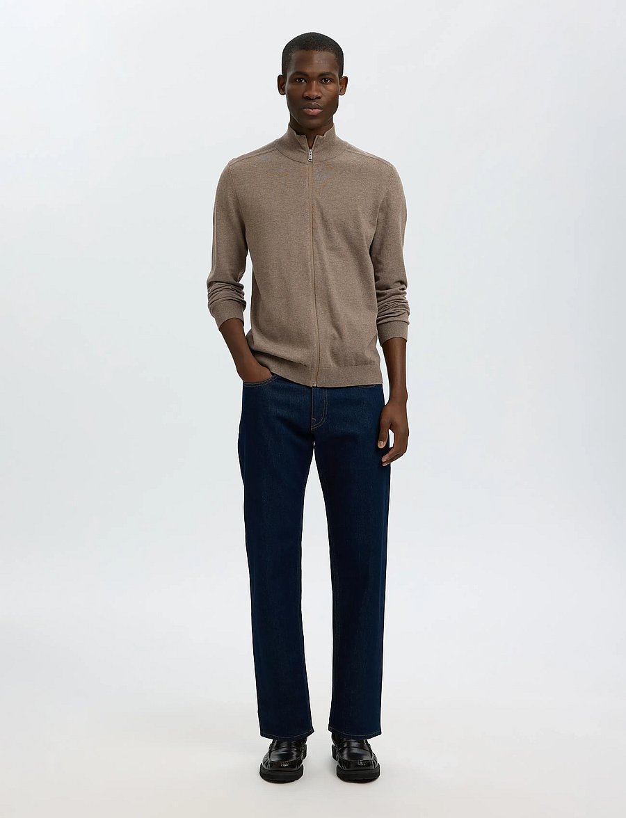 Selected - SLMBERG FULL ZIP CARDIGAN NOOS - pulls zippés - teak - 5