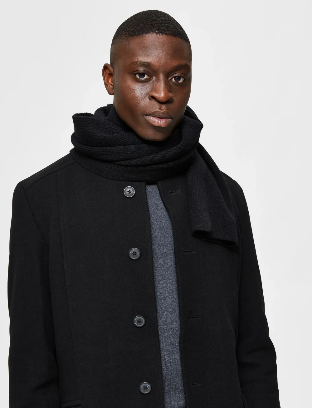 Selected - SLHCRAY WOOL BLEND SCARF - winterschals - black - 0