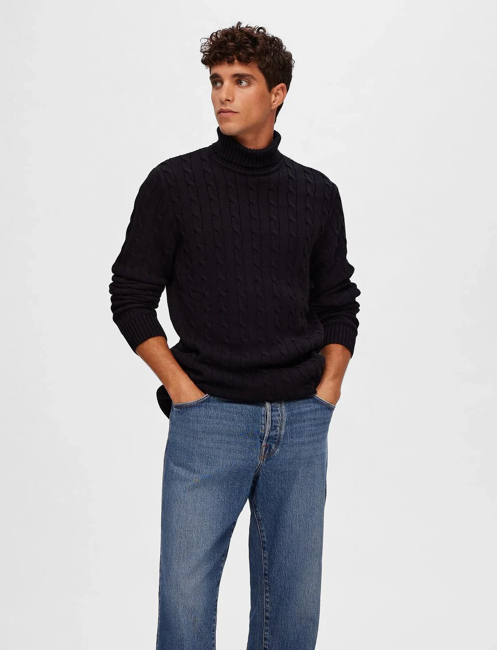 Selected - SLHRYAN STRUCTURE ROLL NECK - rúllukragar - black - 0