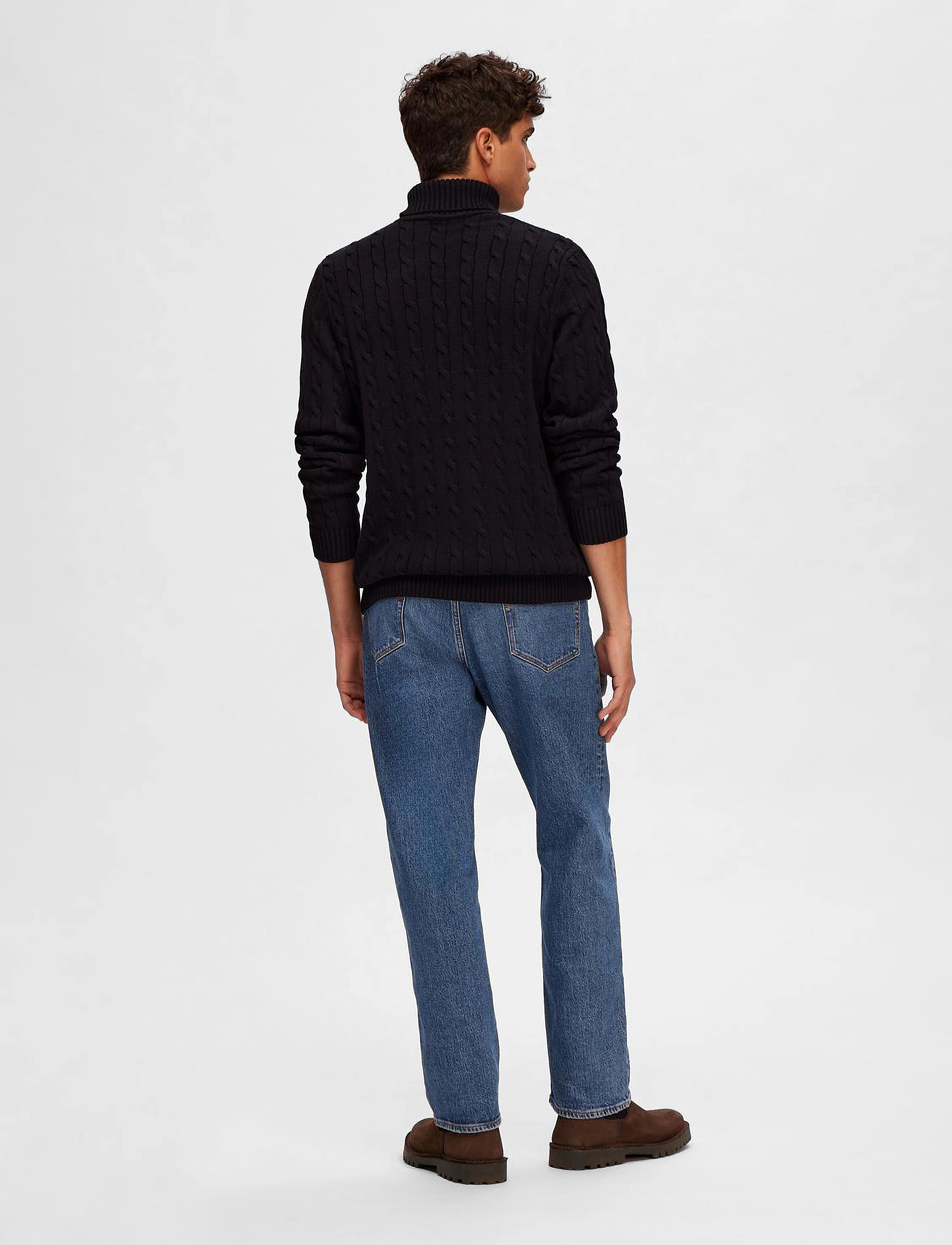 Selected - SLHRYAN STRUCTURE ROLL NECK - rullekraver - black - 3