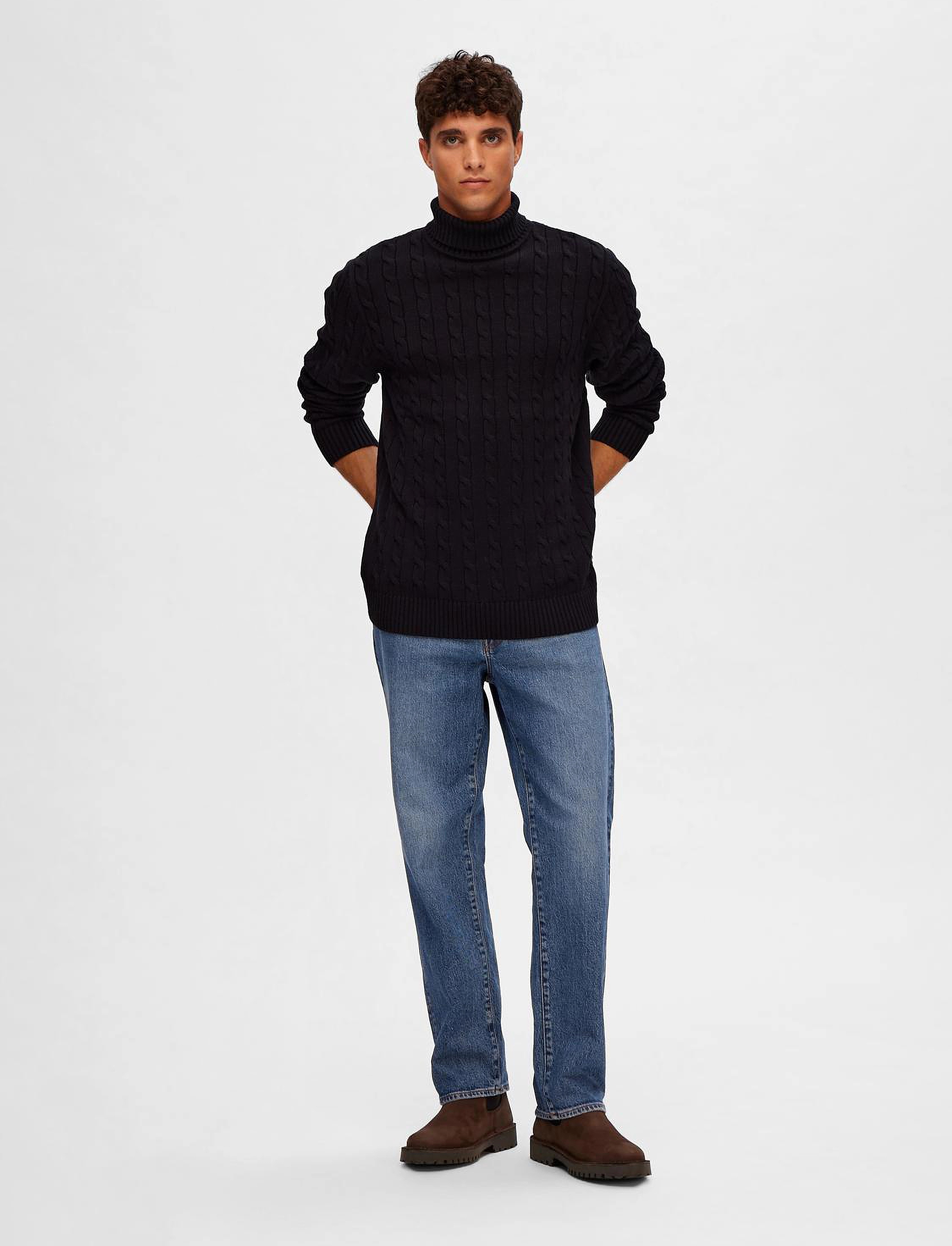 Selected - SLHRYAN STRUCTURE ROLL NECK - rullekraver - black - 4