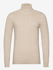 Selected Homme - SLHRYAN STRUCTURE ROLL NECK W - stickade basplagg - bone white - 0