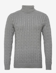 Selected Homme - SLHRYAN STRUCTURE ROLL NECK W - megzti drabužiai - medium grey melange - 0