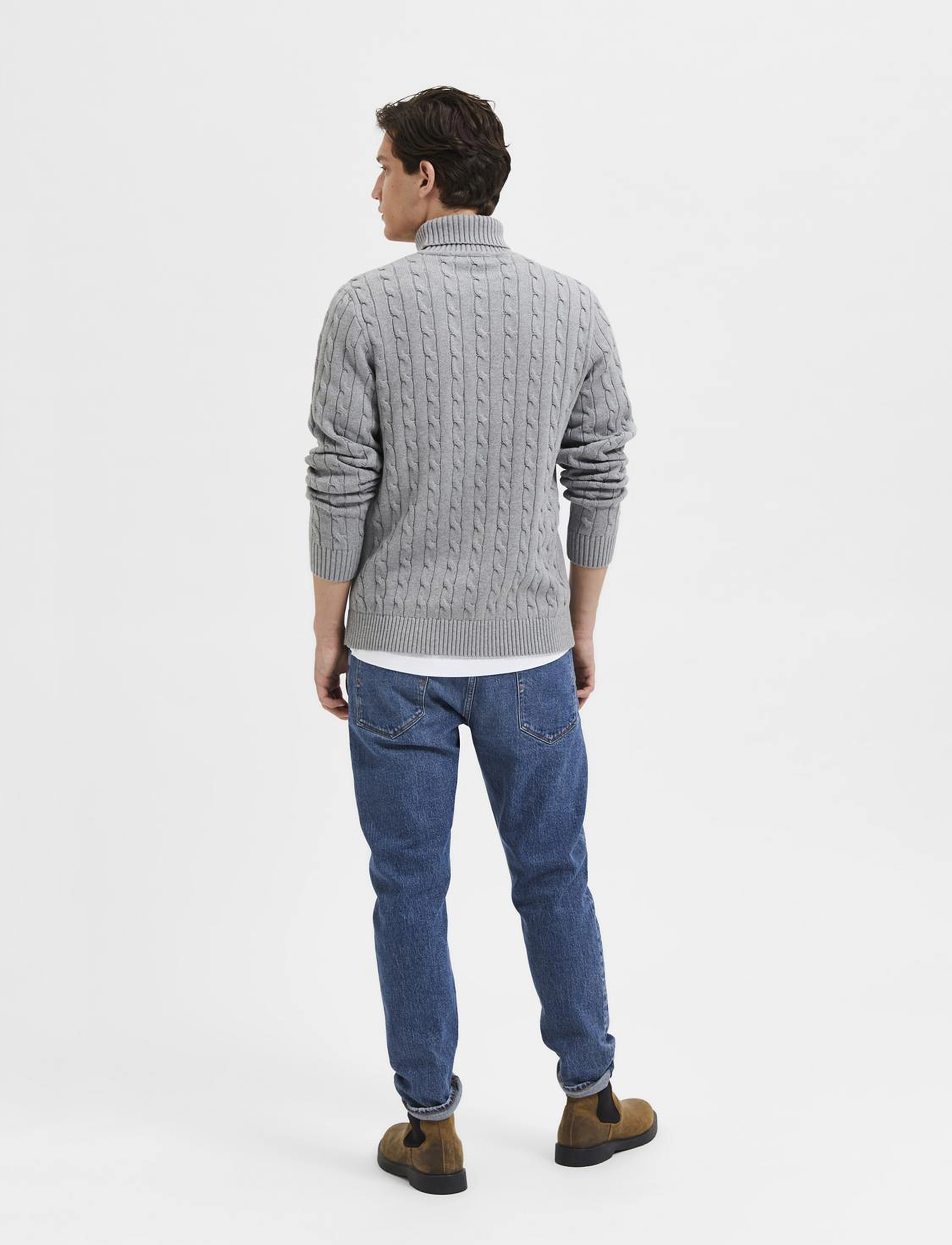 Selected - SLHRYAN STRUCTURE ROLL NECK - rollkragen - medium grey melange - 3