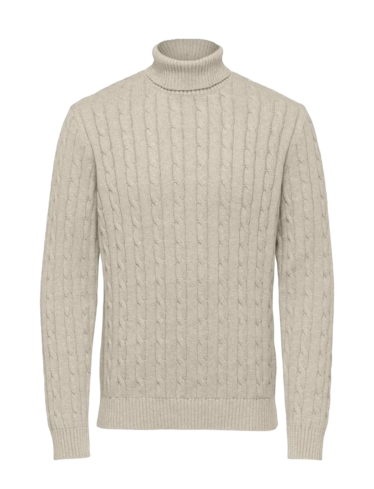 SELECTED Slhryan Structure Roll Neck Beige - S - Herren