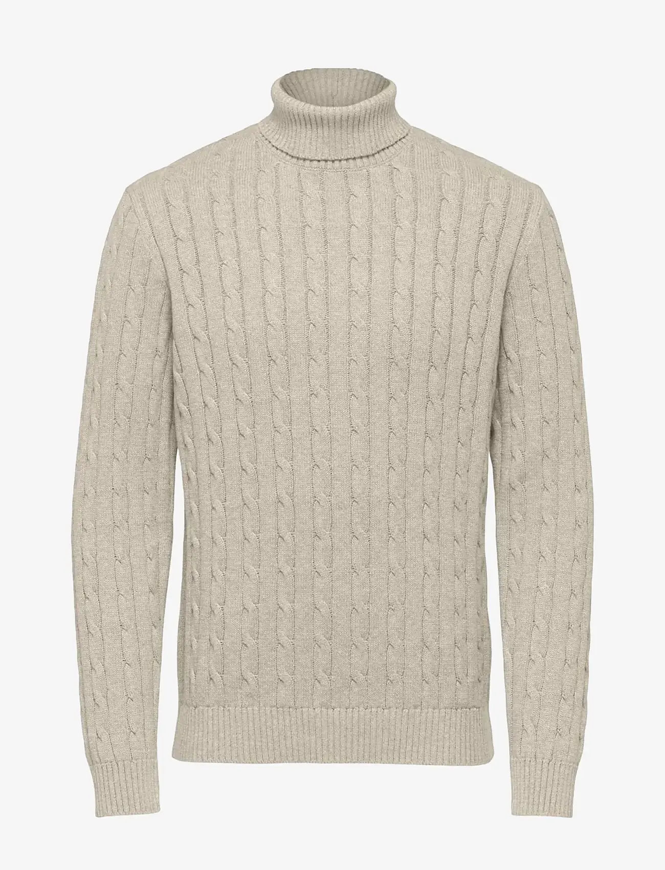 Selected - SLHRYAN STRUCTURE ROLL NECK - efterårstøj - oatmeal - 0