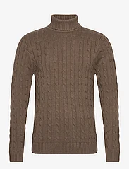 Selected Homme - SLHRYAN STRUCTURE ROLL NECK W - basic knitwear - teak - 0