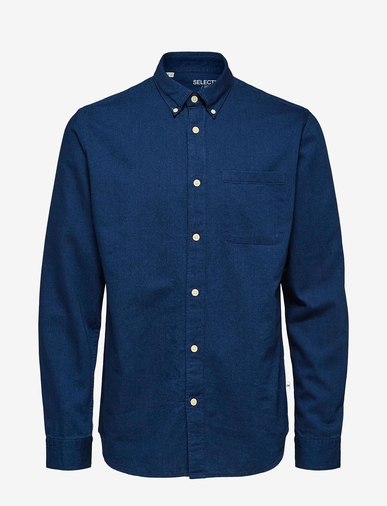 Selected Homme - SLHREGRICK-DENIM SHIRT LS U - džinsiniai marškiniai - dark blue denim - 0