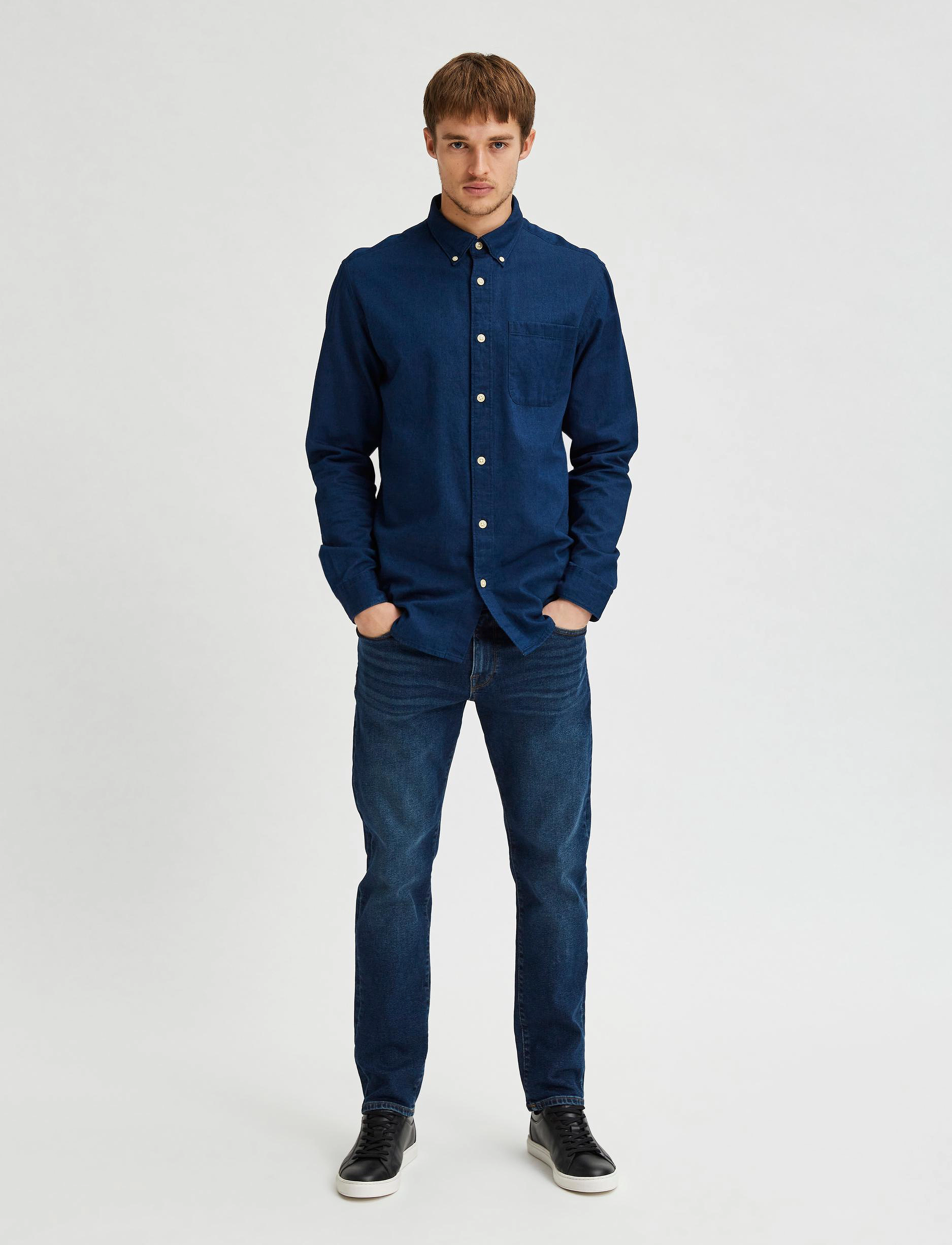 Selected - SLHREGRICK-DENIM SHIRT LS U - dark blue denim - 4