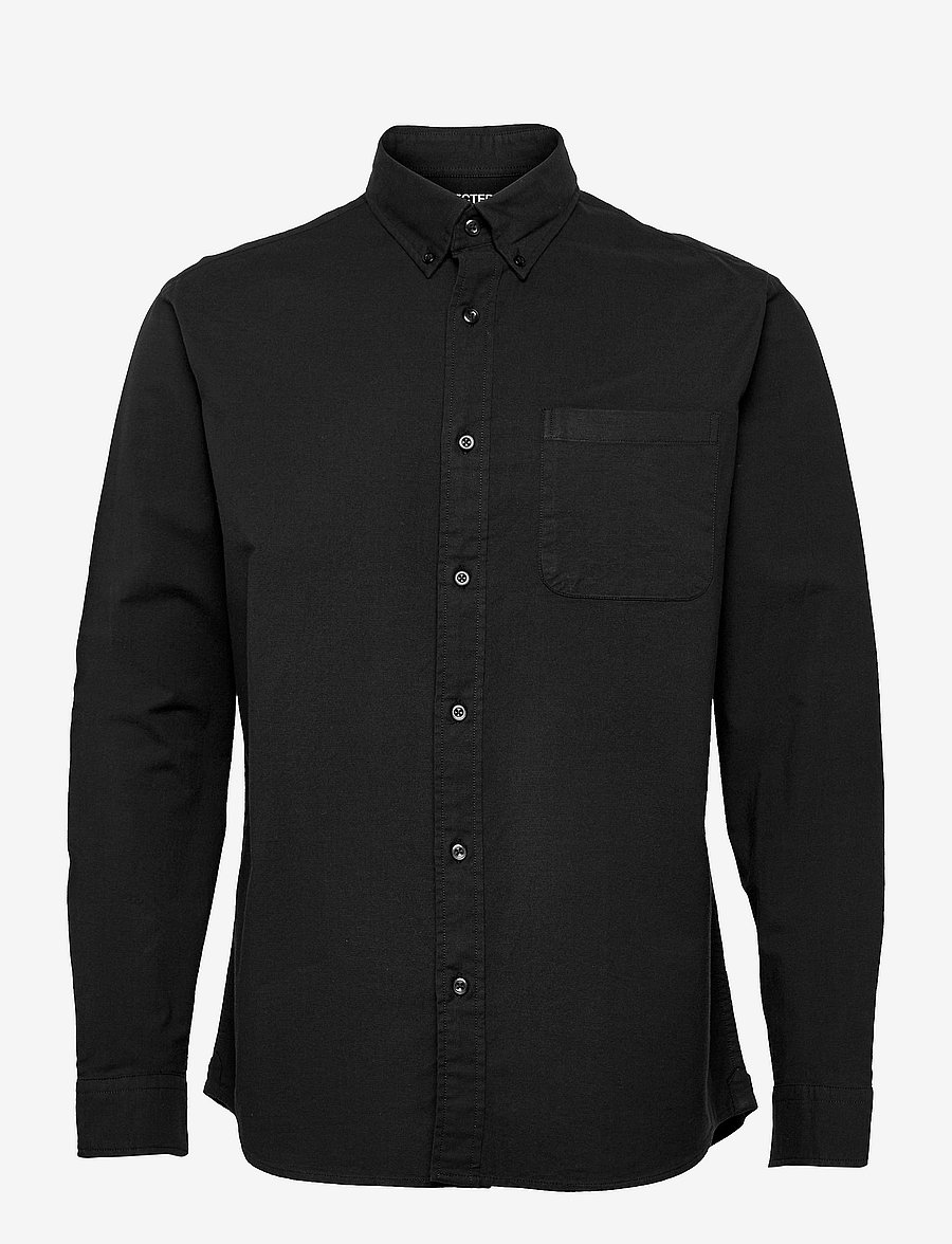 Selected - SLMREGCOLE RICK-OX SHIRT LS NOOS - koszule w paski i prążki - black - 1