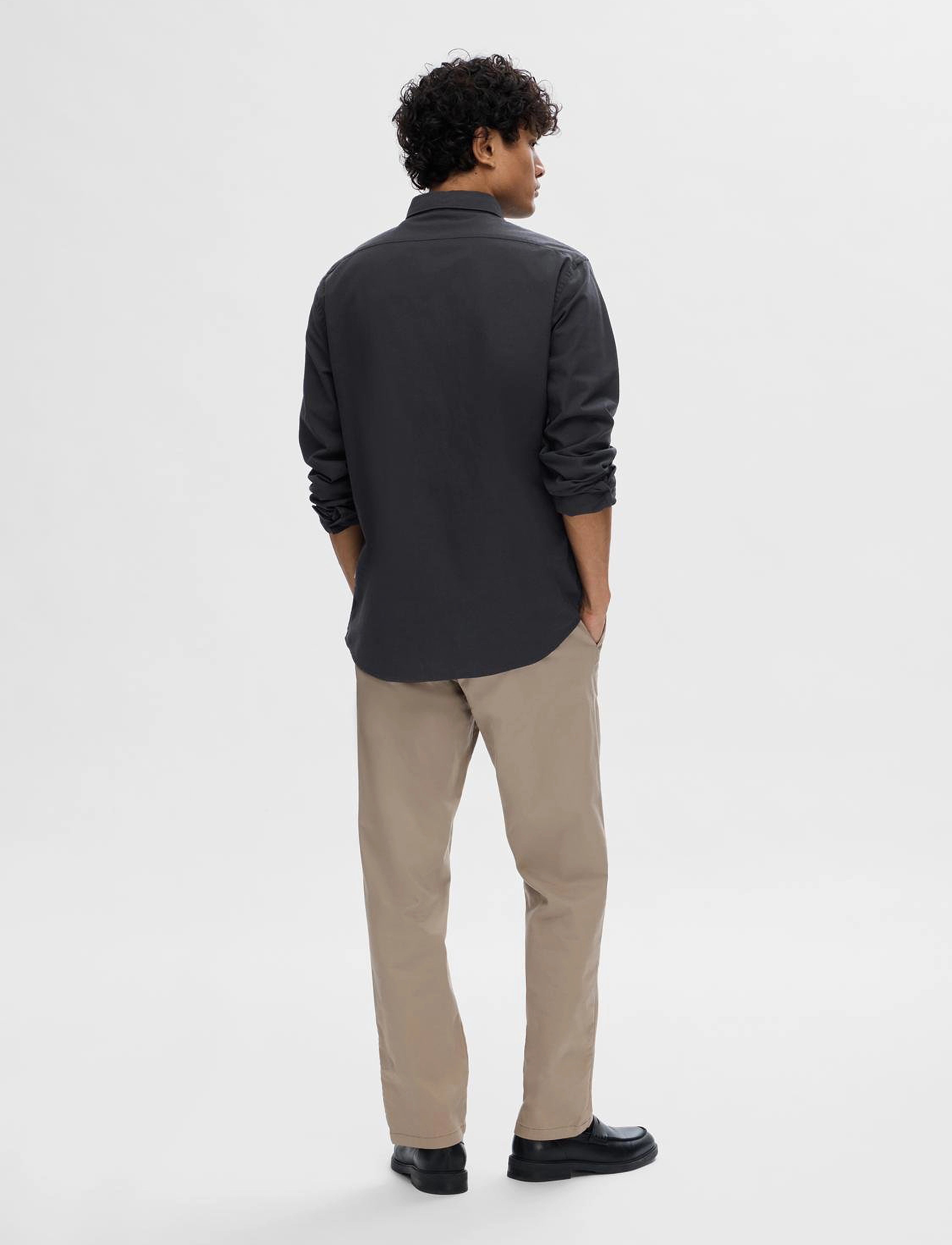 Selected - SLMREGCOLE RICK-OX SHIRT LS NOOS - stribede skjorter - black - 3